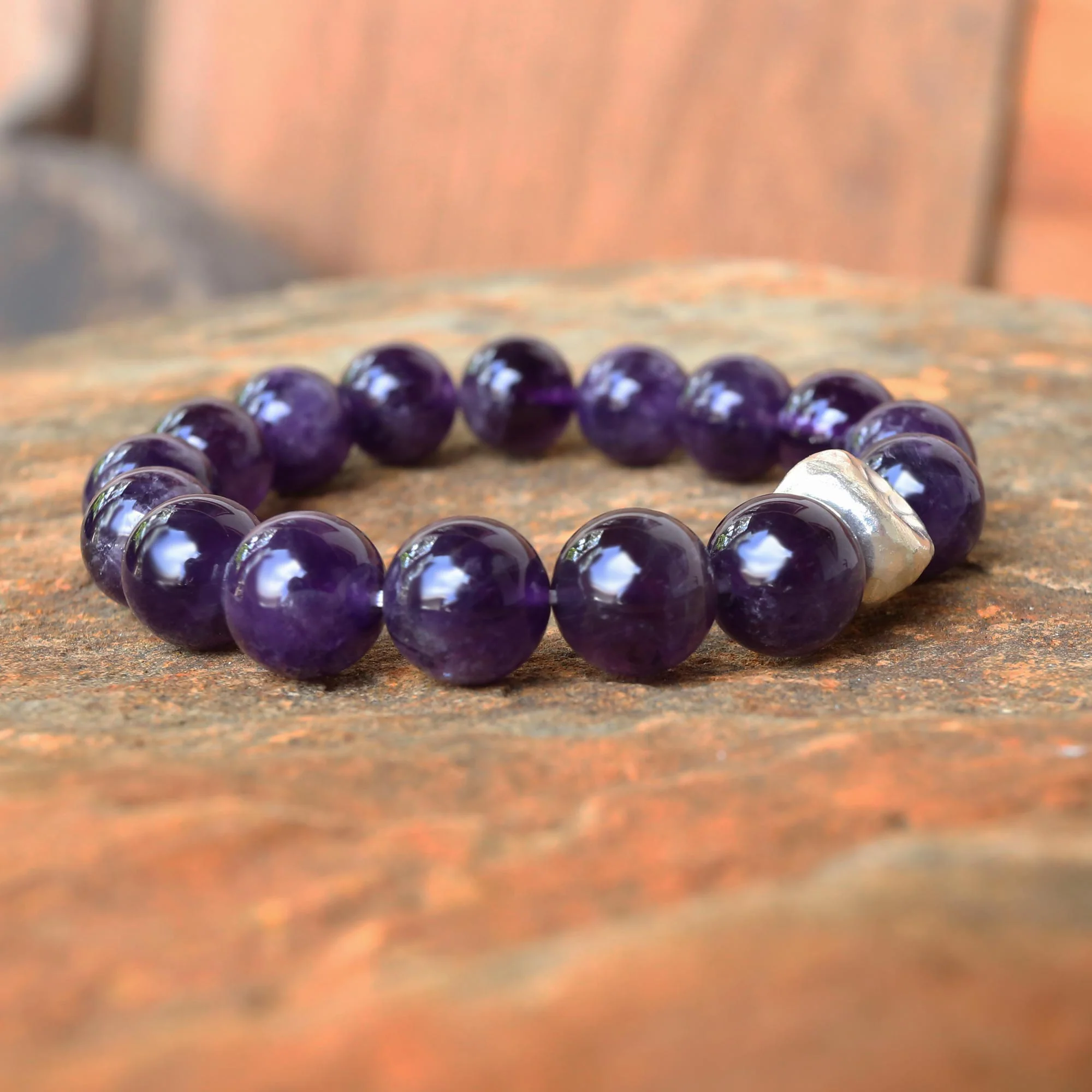 Nonconformist Beaded Amethyst and Karen Silver Bracelet from Thailand - Image 3
