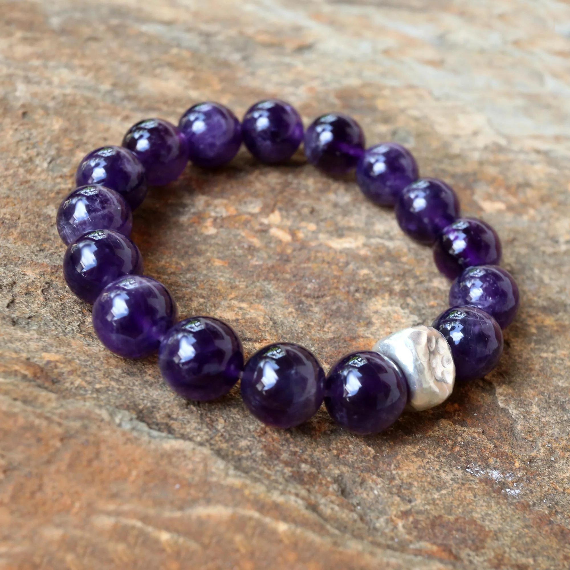 Nonconformist Beaded Amethyst and Karen Silver Bracelet from Thailand - Image 4