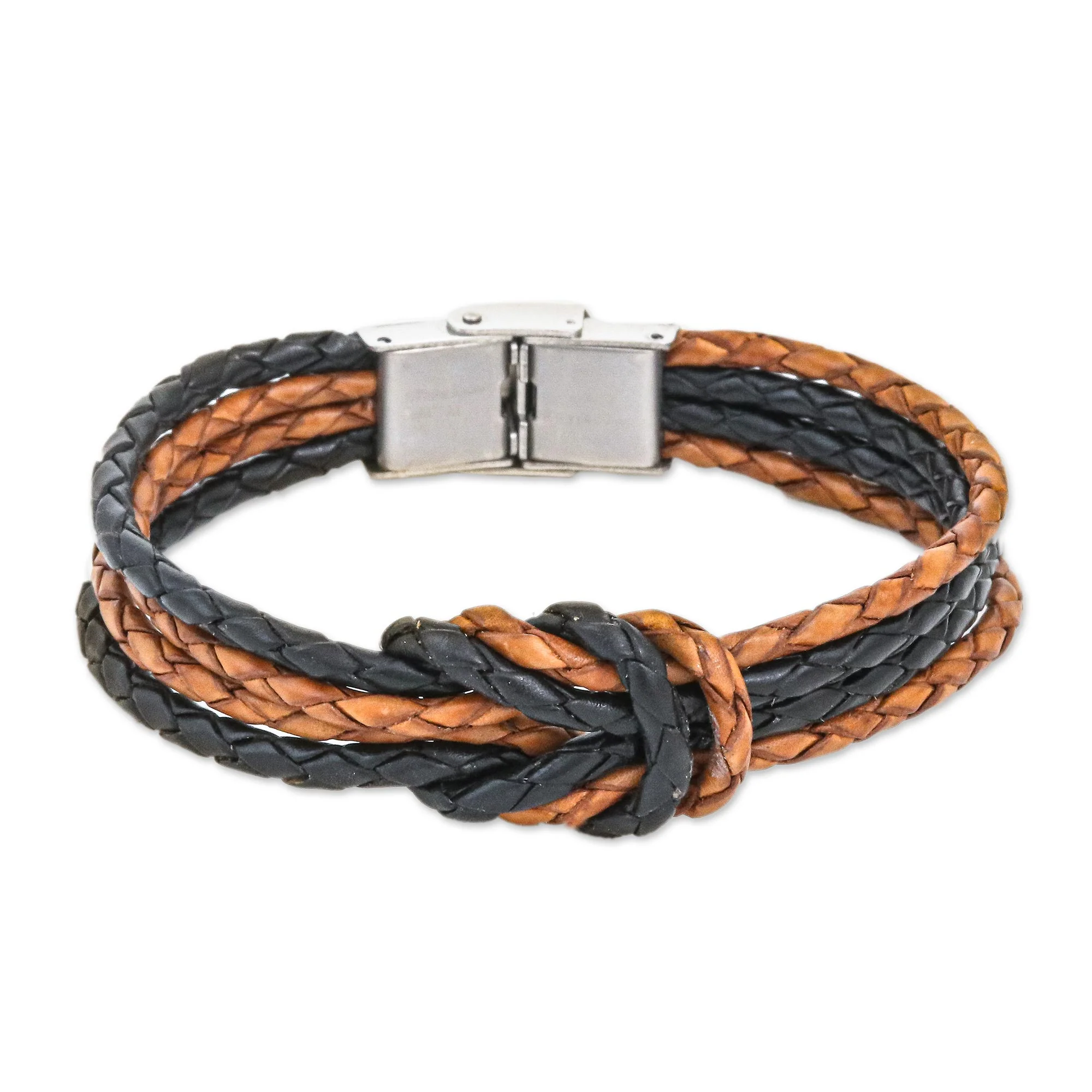 Nostalgia Unity Handmade Brown & Black Leather Braid Unity Bracelet - Image 2