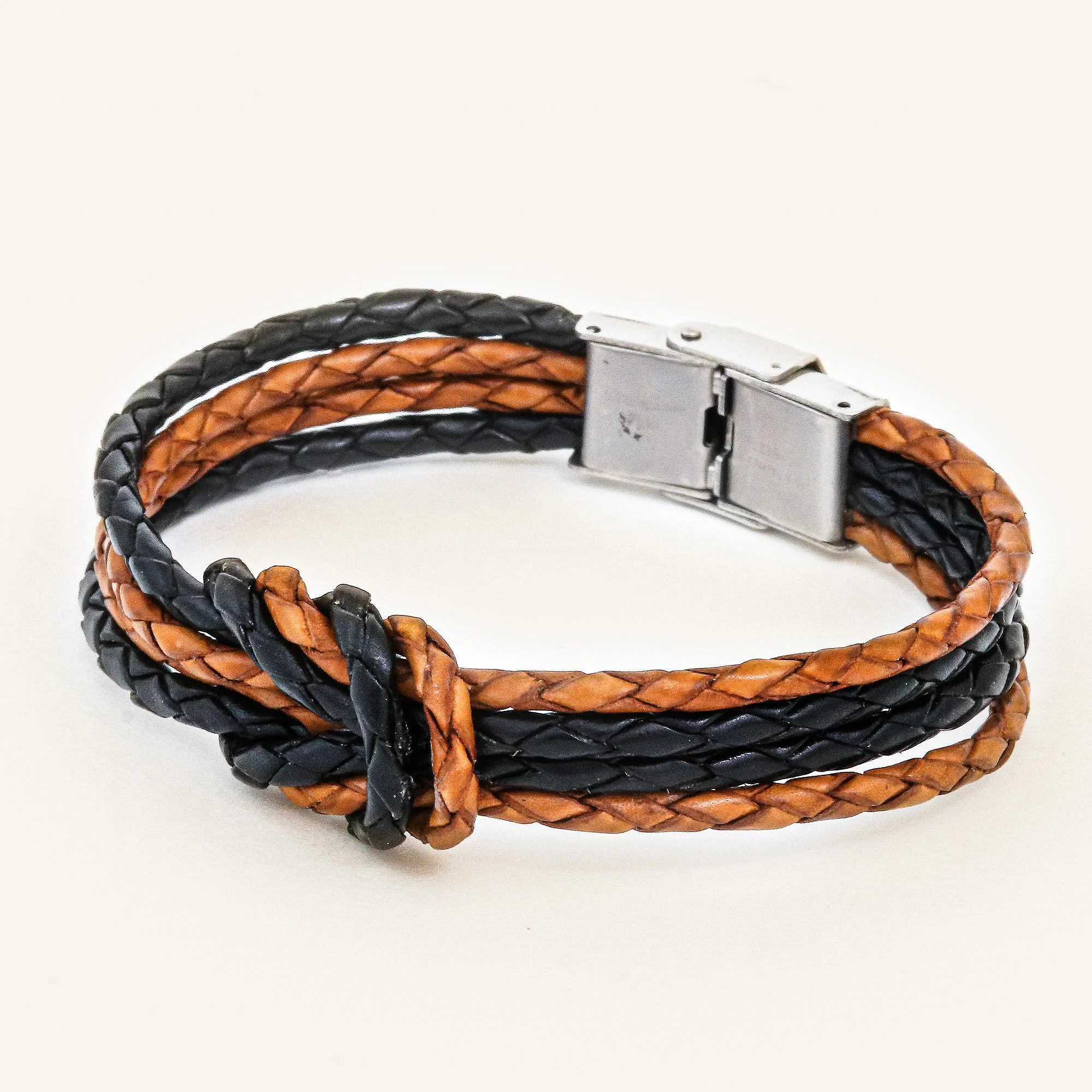 Nostalgia Unity Handmade Brown & Black Leather Braid Unity Bracelet - Image 3
