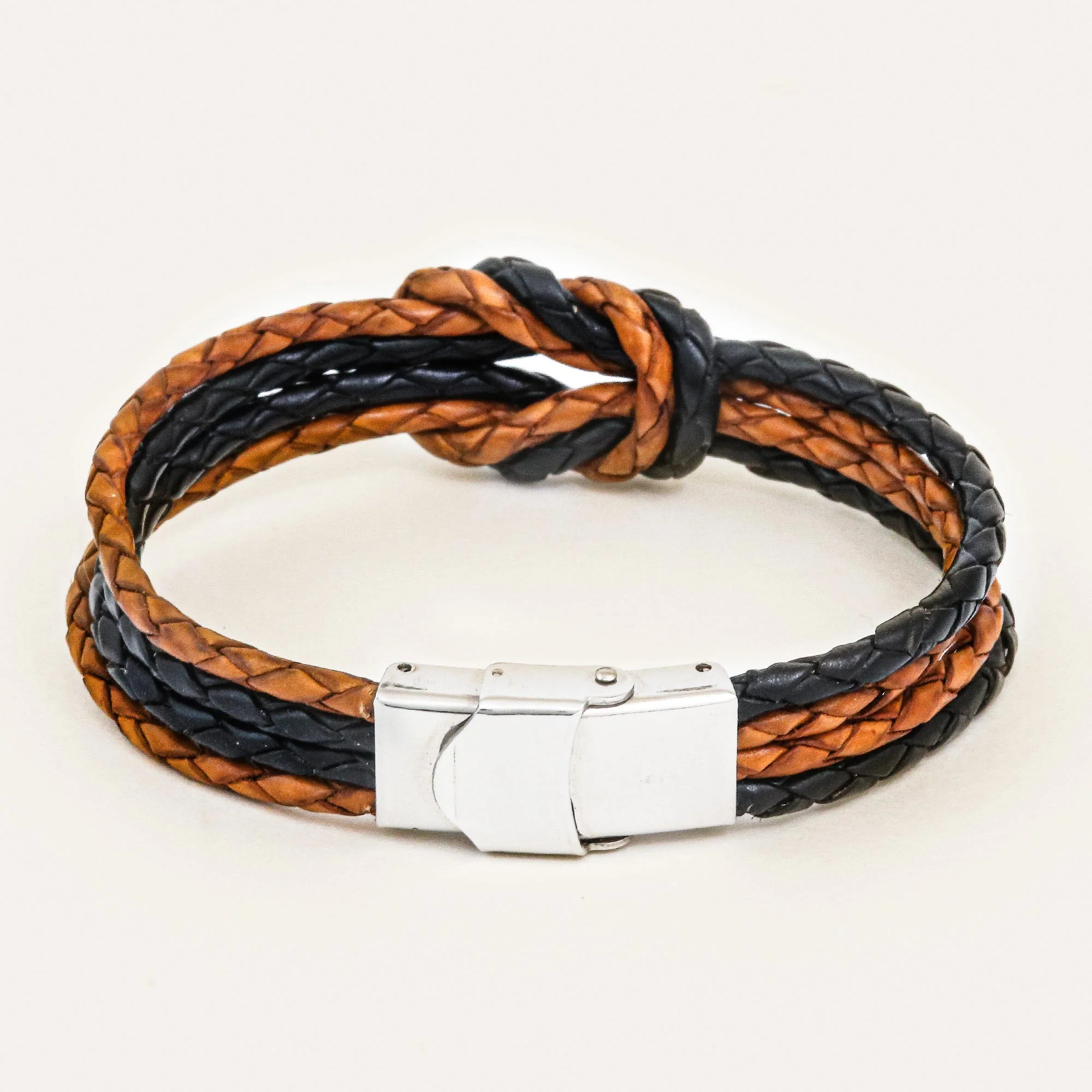 Nostalgia Unity Handmade Brown & Black Leather Braid Unity Bracelet - Image 4