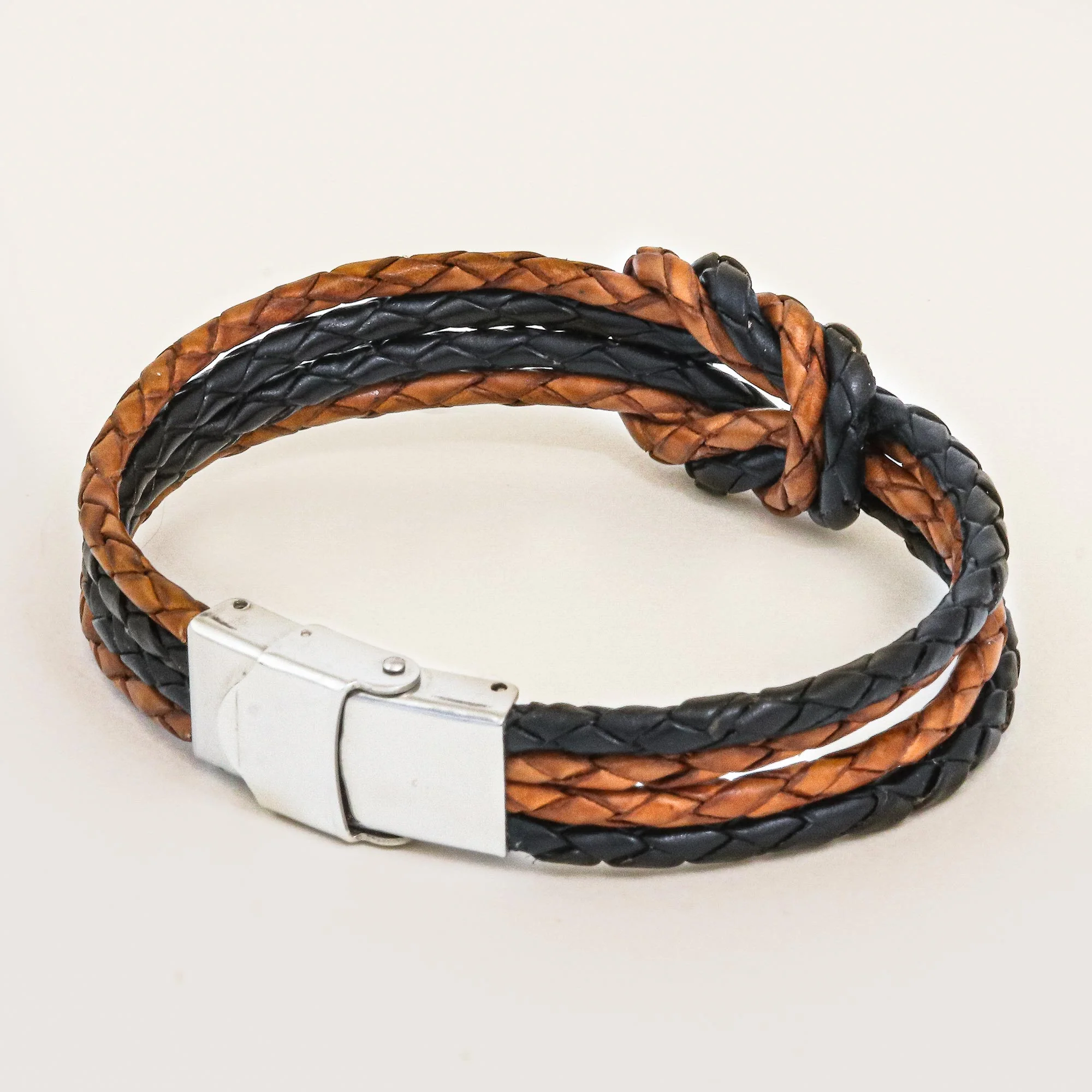 Nostalgia Unity Handmade Brown & Black Leather Braid Unity Bracelet - Image 5
