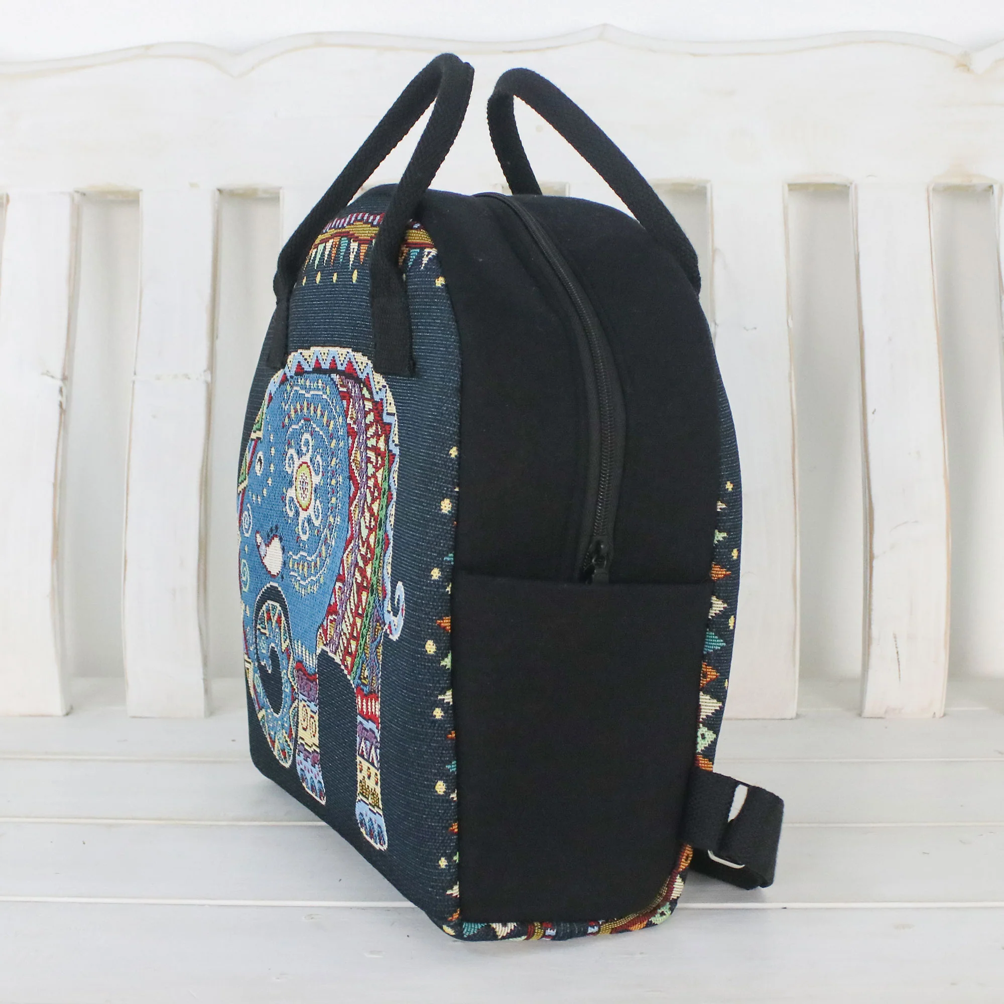 Northern Elephant Multicolor Cotton Backpack - Image 3