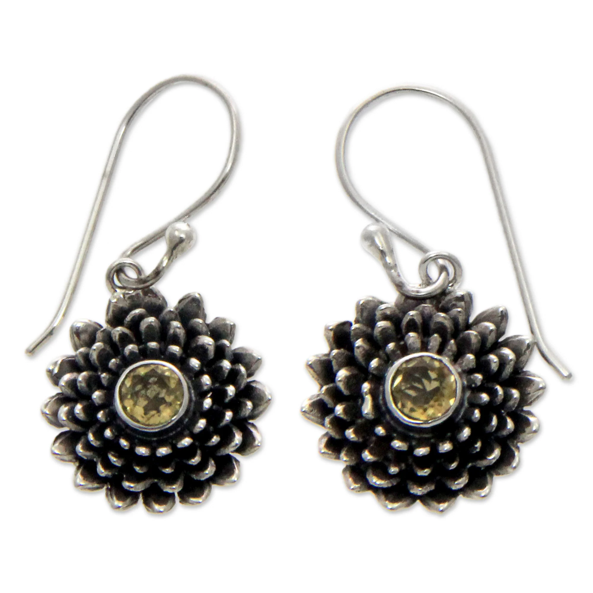 November Chrysanthemum Citrine Dangle Earrings - Image 2