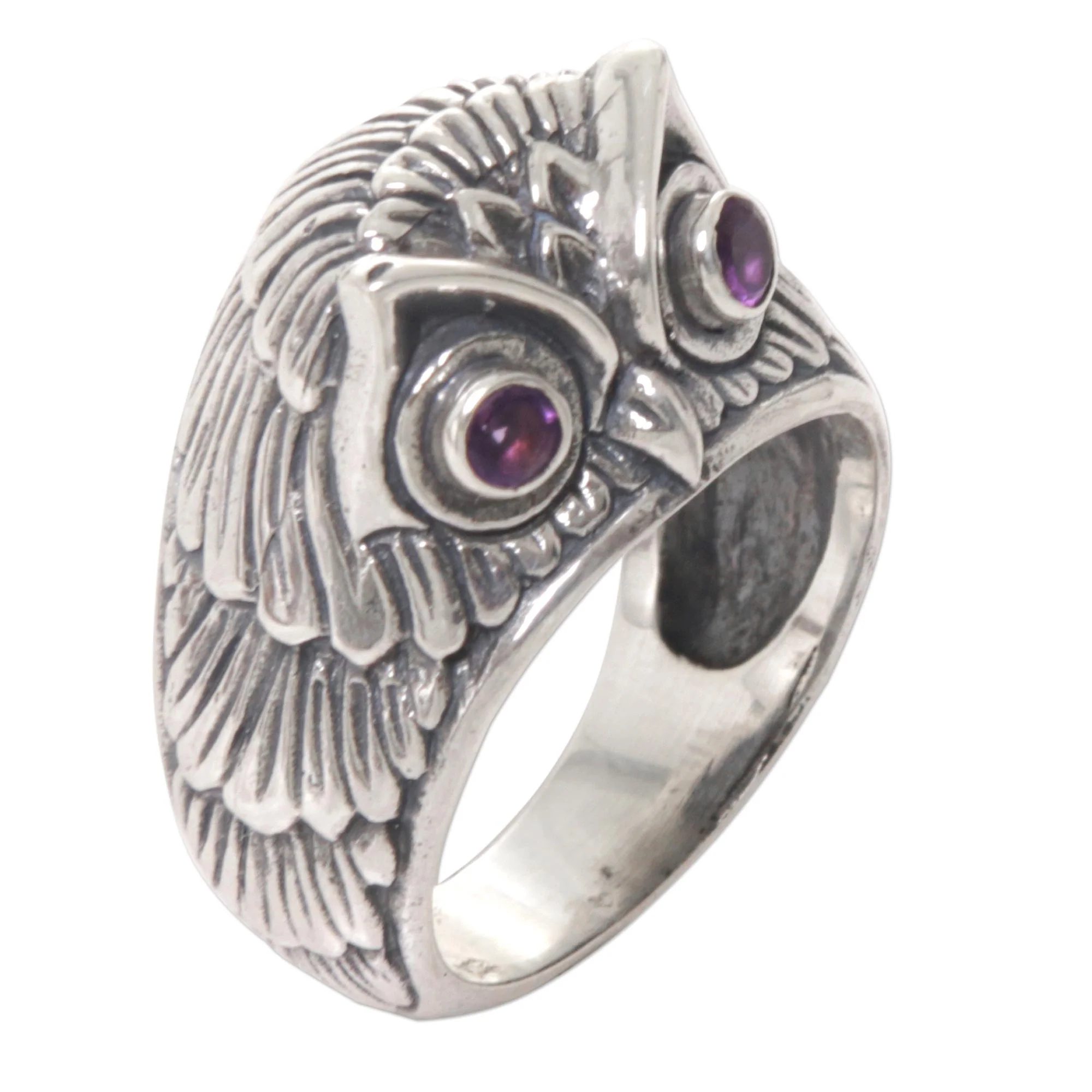 NOVICA  Amethyst .925 Sterling Silver Ring 'Night Watcher in Purple' - Image 5