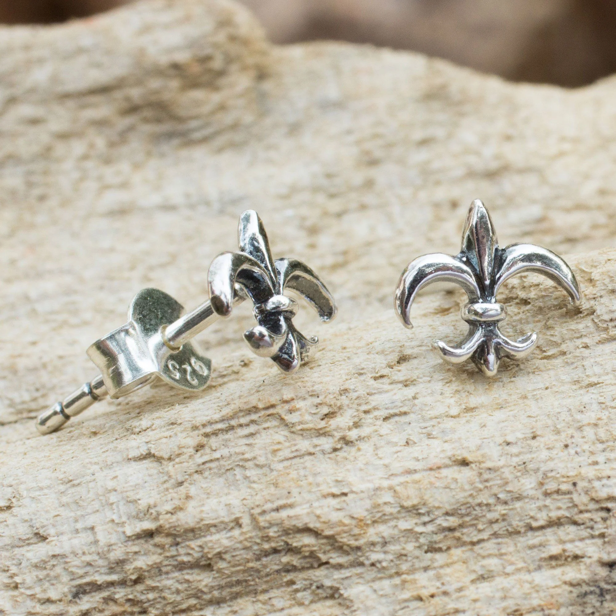 Silver 'Fleur-de-lis' Stud Earrings