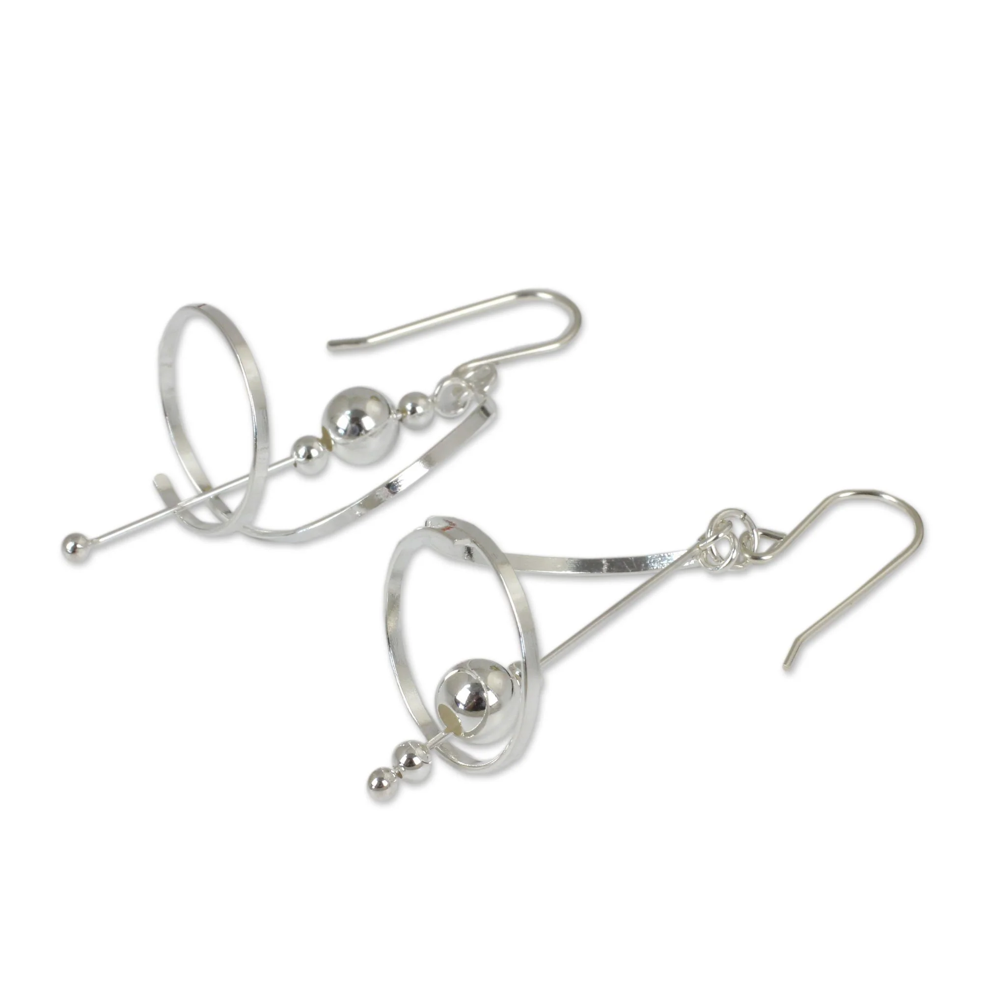 Spiral Dangle Sterling Silver Earrings - Image 3