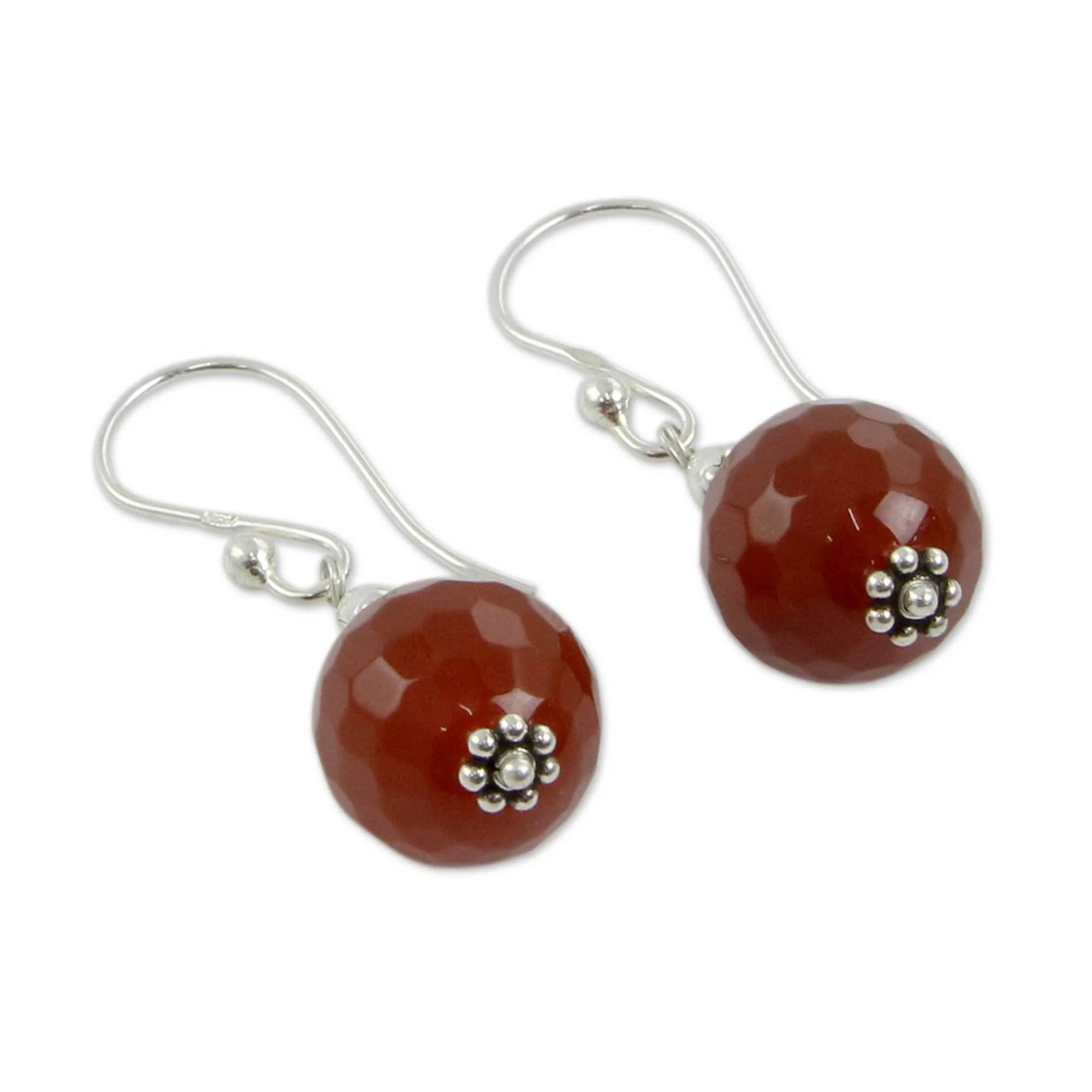 Sterling Silver Red Agate Dangle Earrings - Image 3
