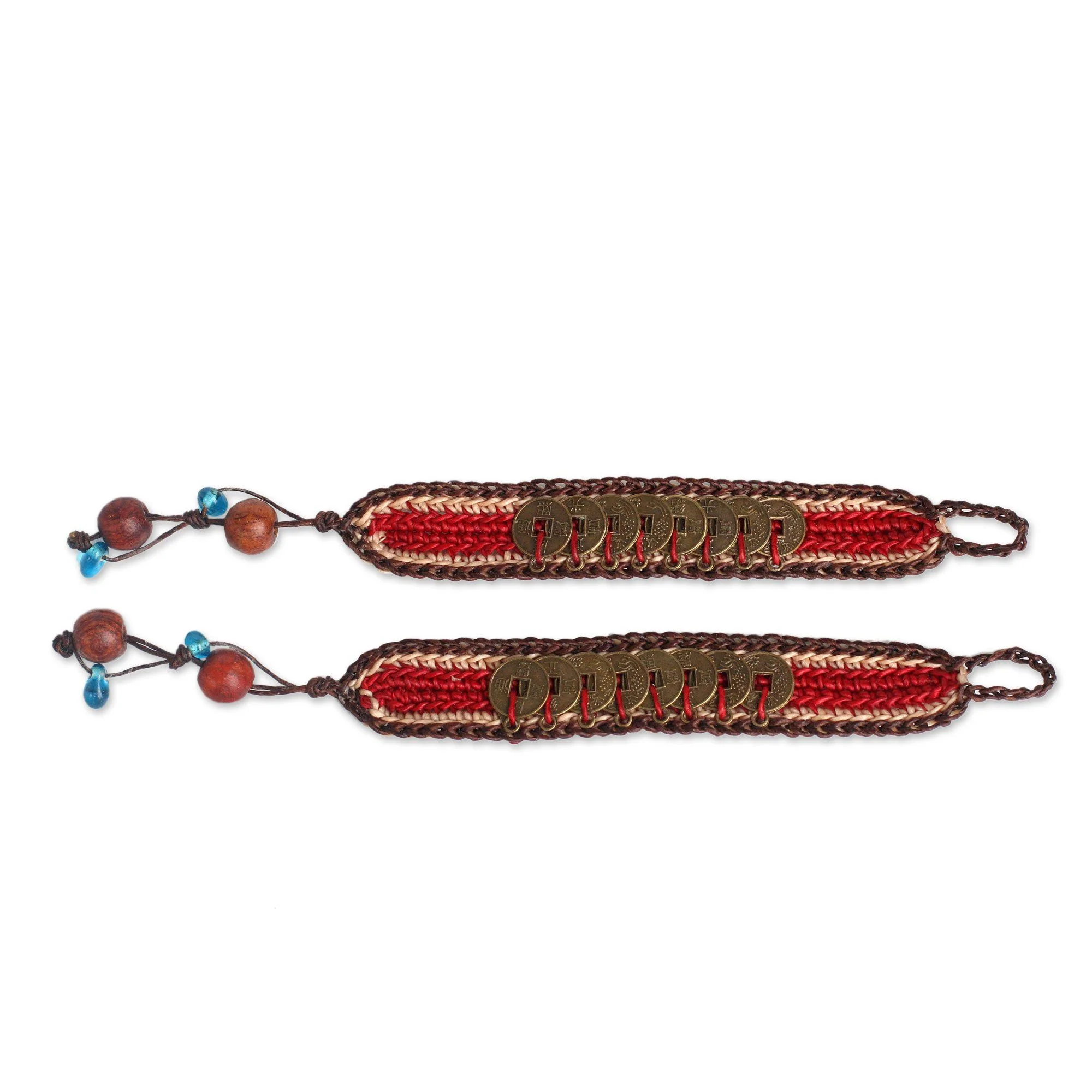 Coin & Wood Wristband Bracelets - Image 3