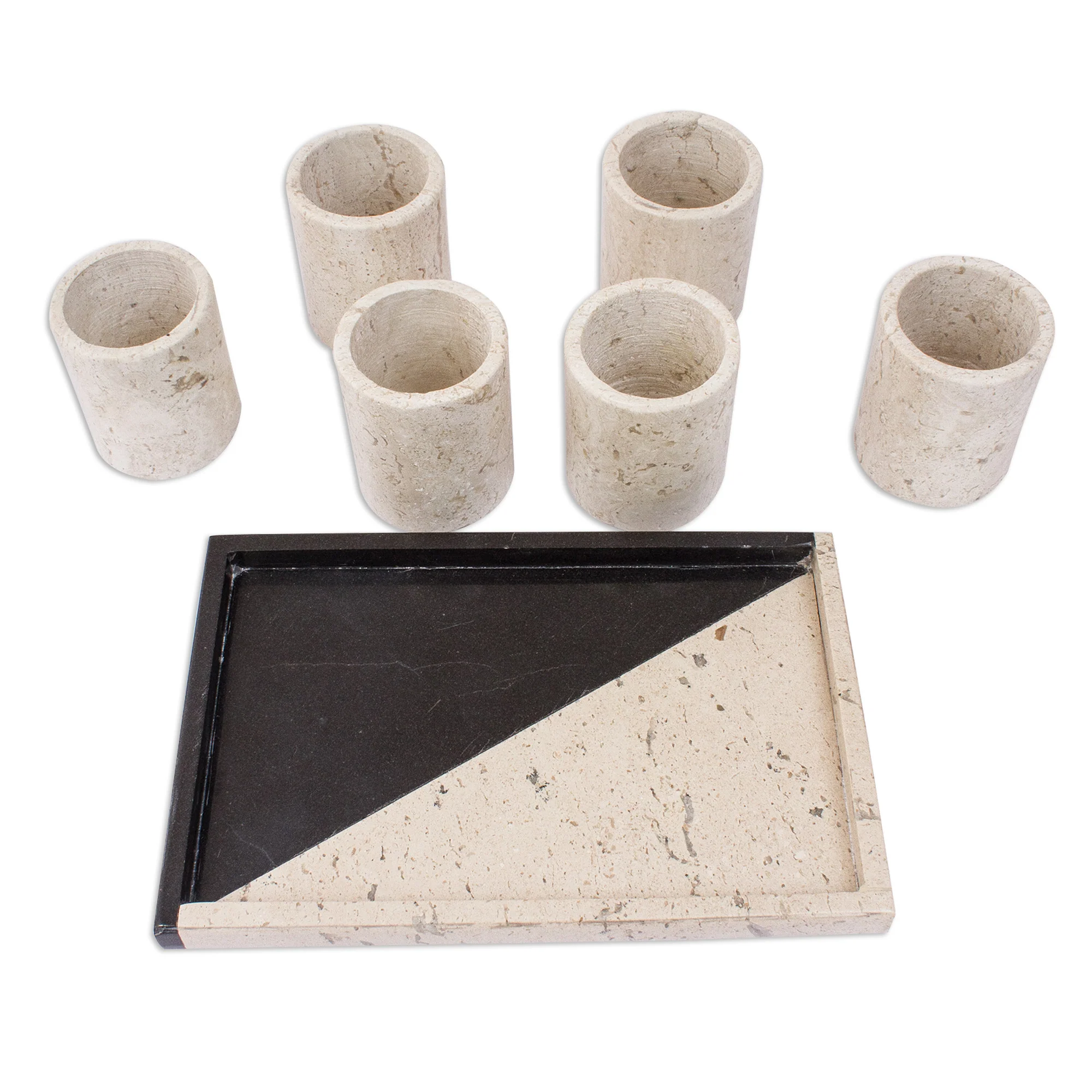 Oblique Modernity Beige Marble Tequila Glasses from Mexico (Set of 6) - Image 5