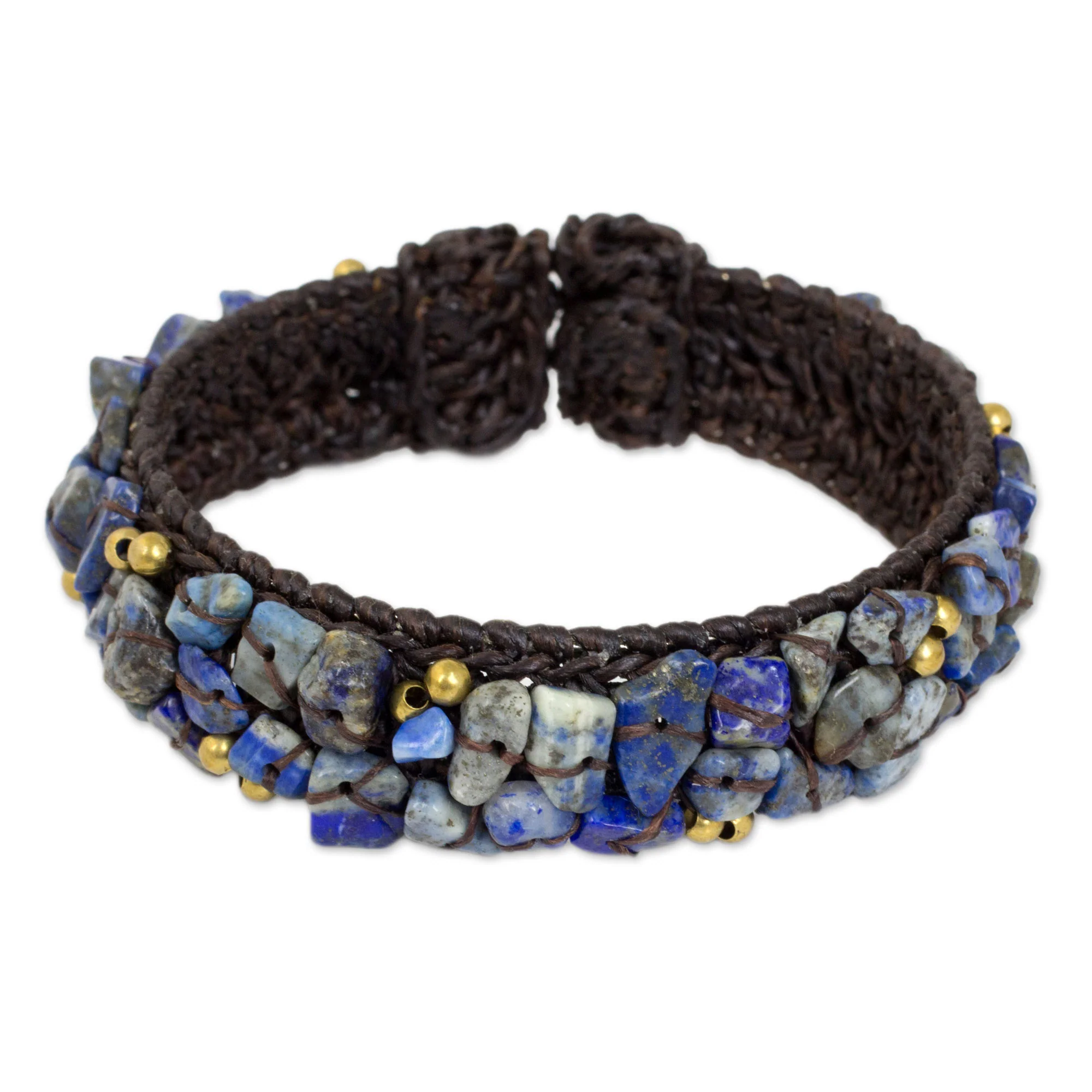 Ocean Day Lapis Lazuli Woven Cuff Bracelet - Image 2