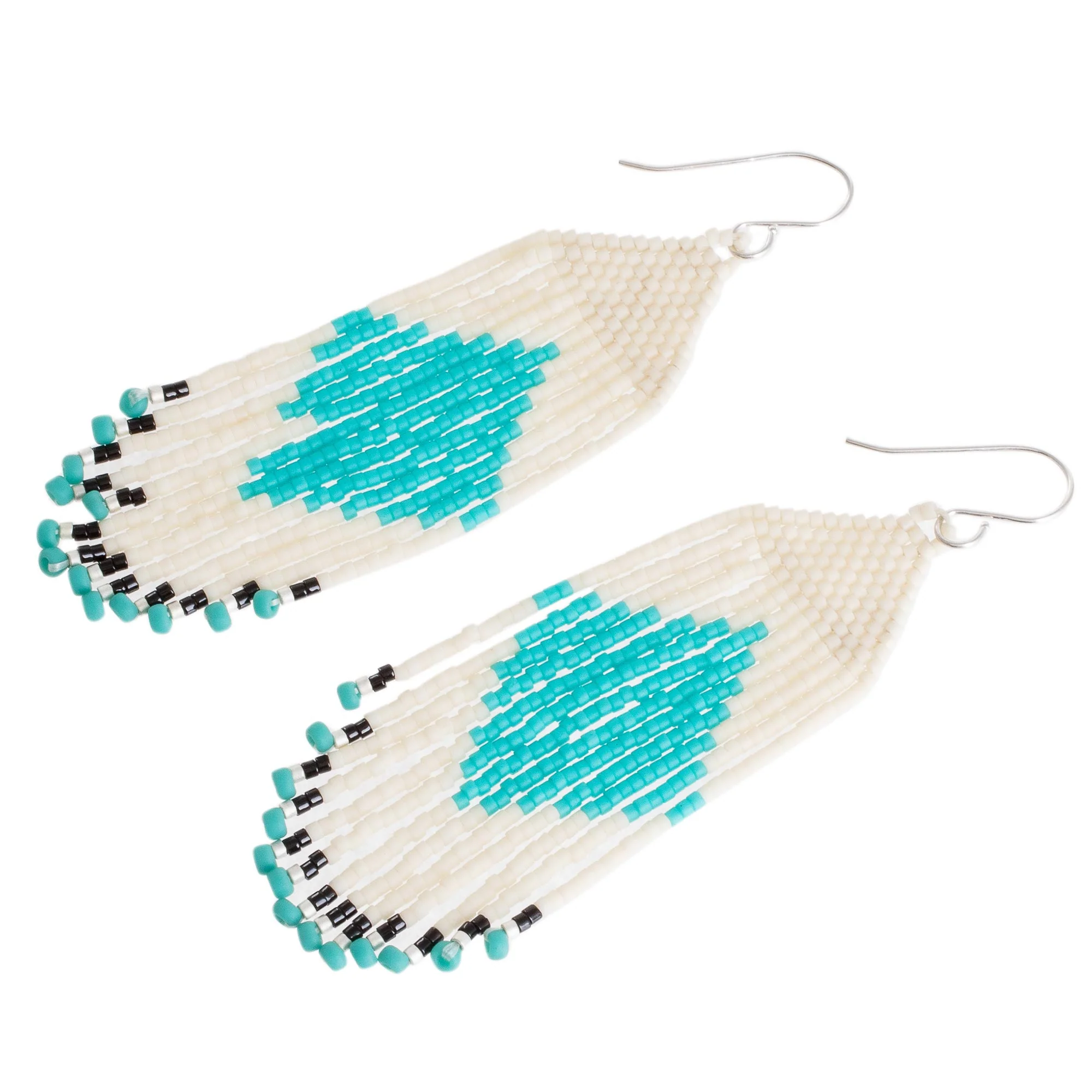 Ocean Diamonds Diamond Pattern Glass Beaded Waterfall Earrings - Image 4