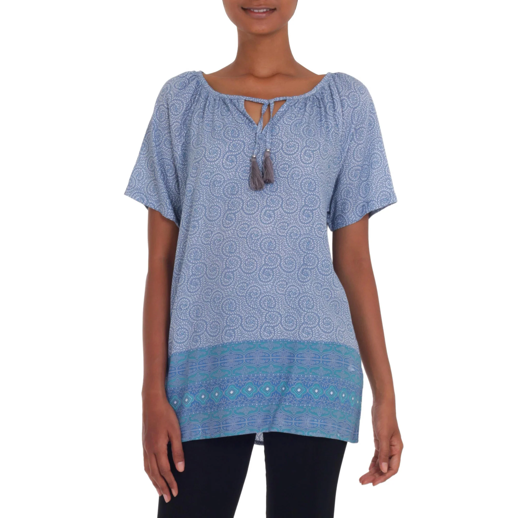 Ocean Dreams Blue Rayon Blouse - Image 3
