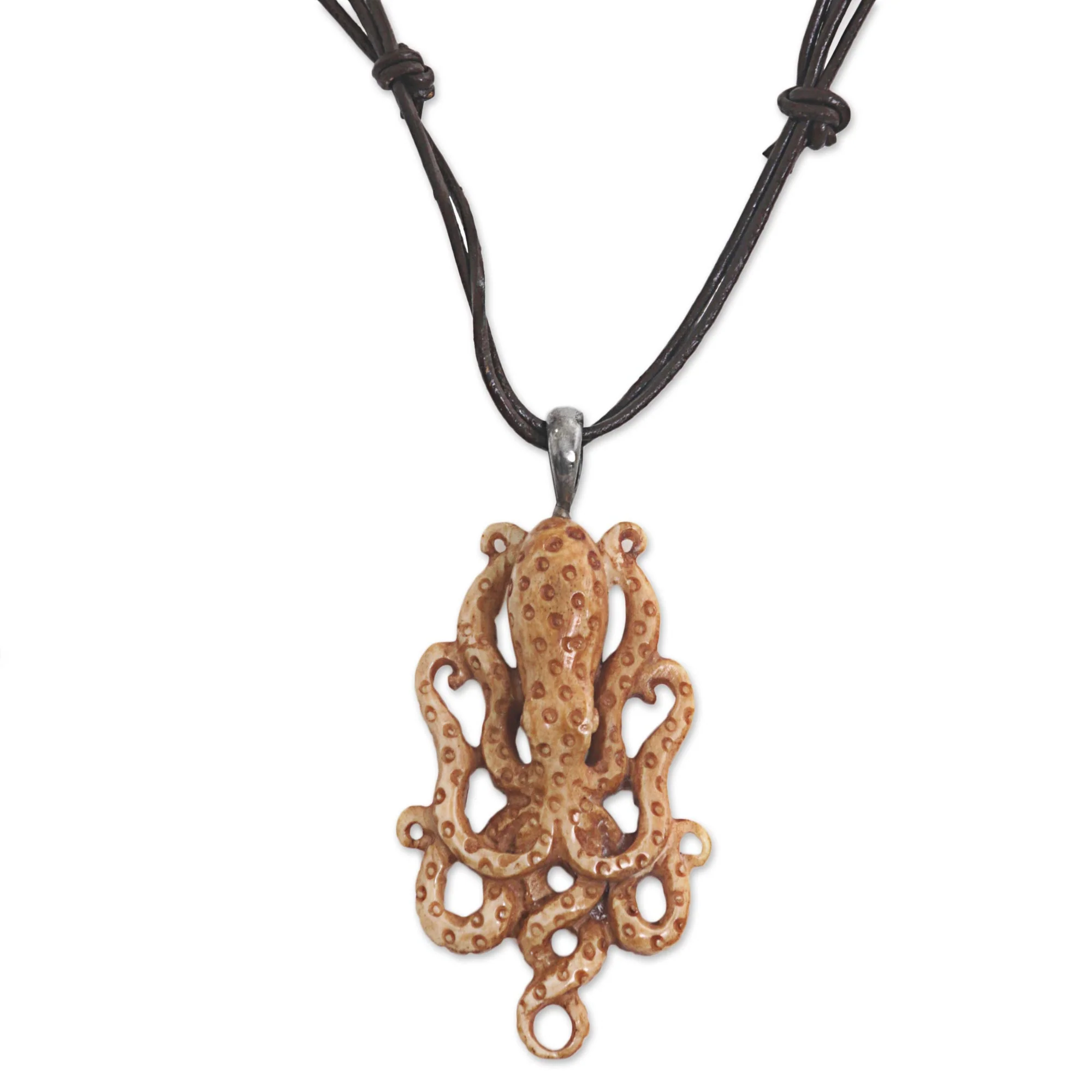 Ocean Dweller Leather Pendant Necklace - Image 2