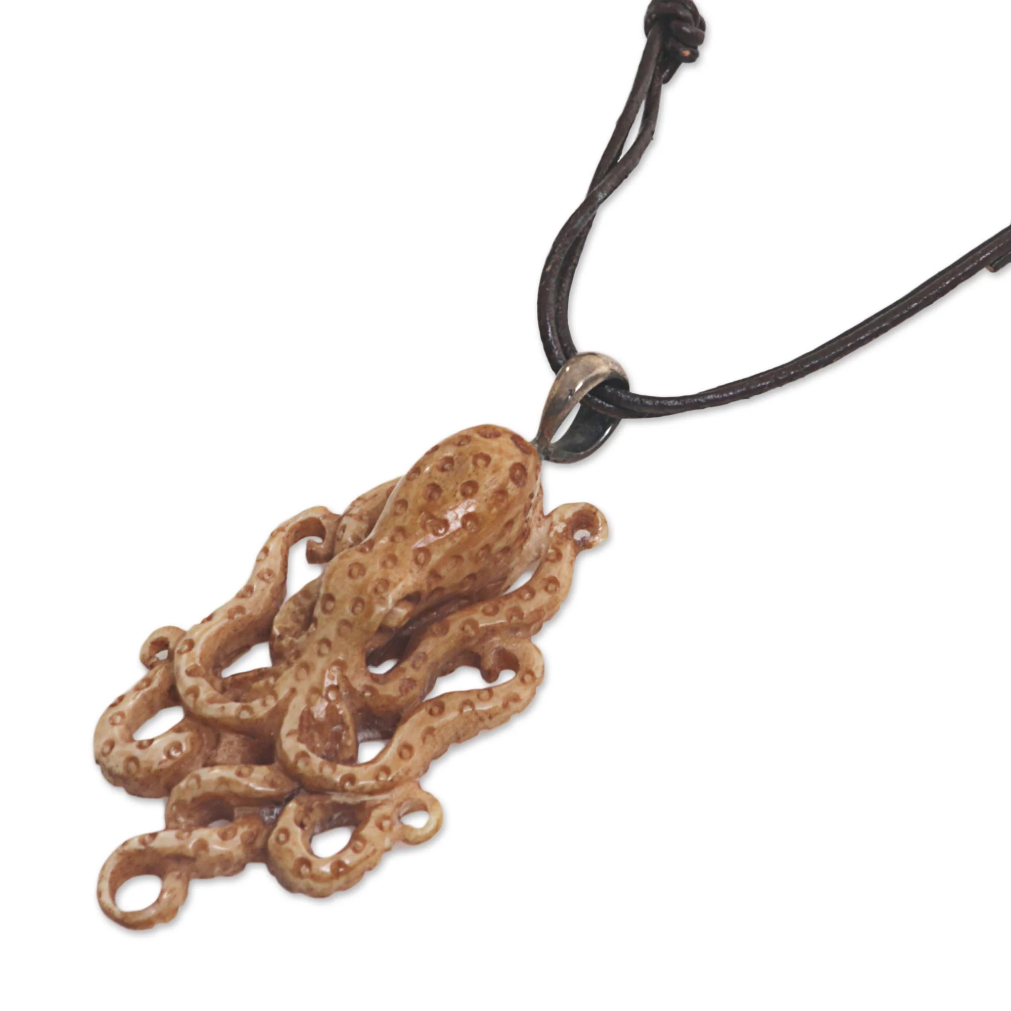 Ocean Dweller Leather Pendant Necklace - Image 4