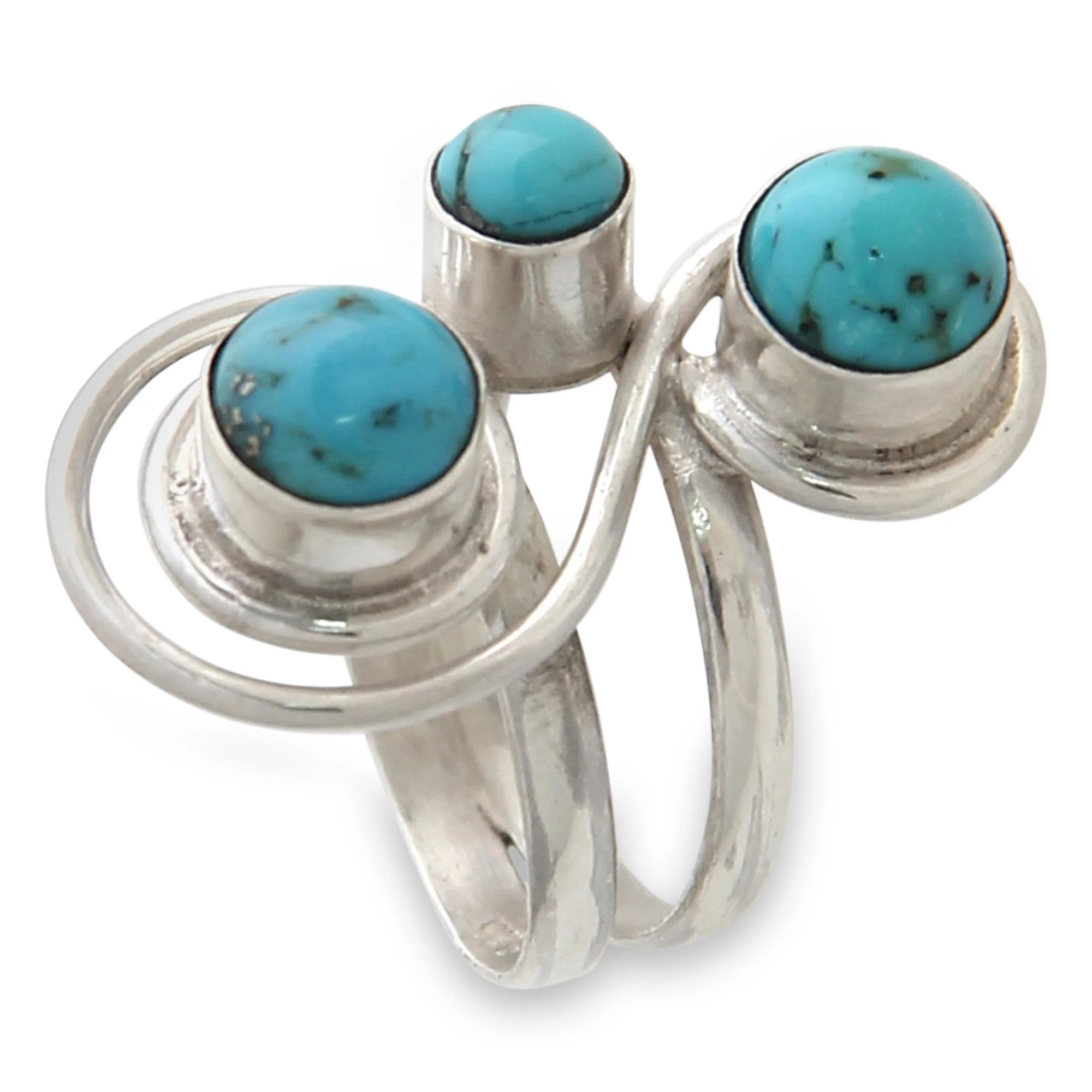 Ocean Melody Silver and Reconstituted Turquoise Ring - Image 3