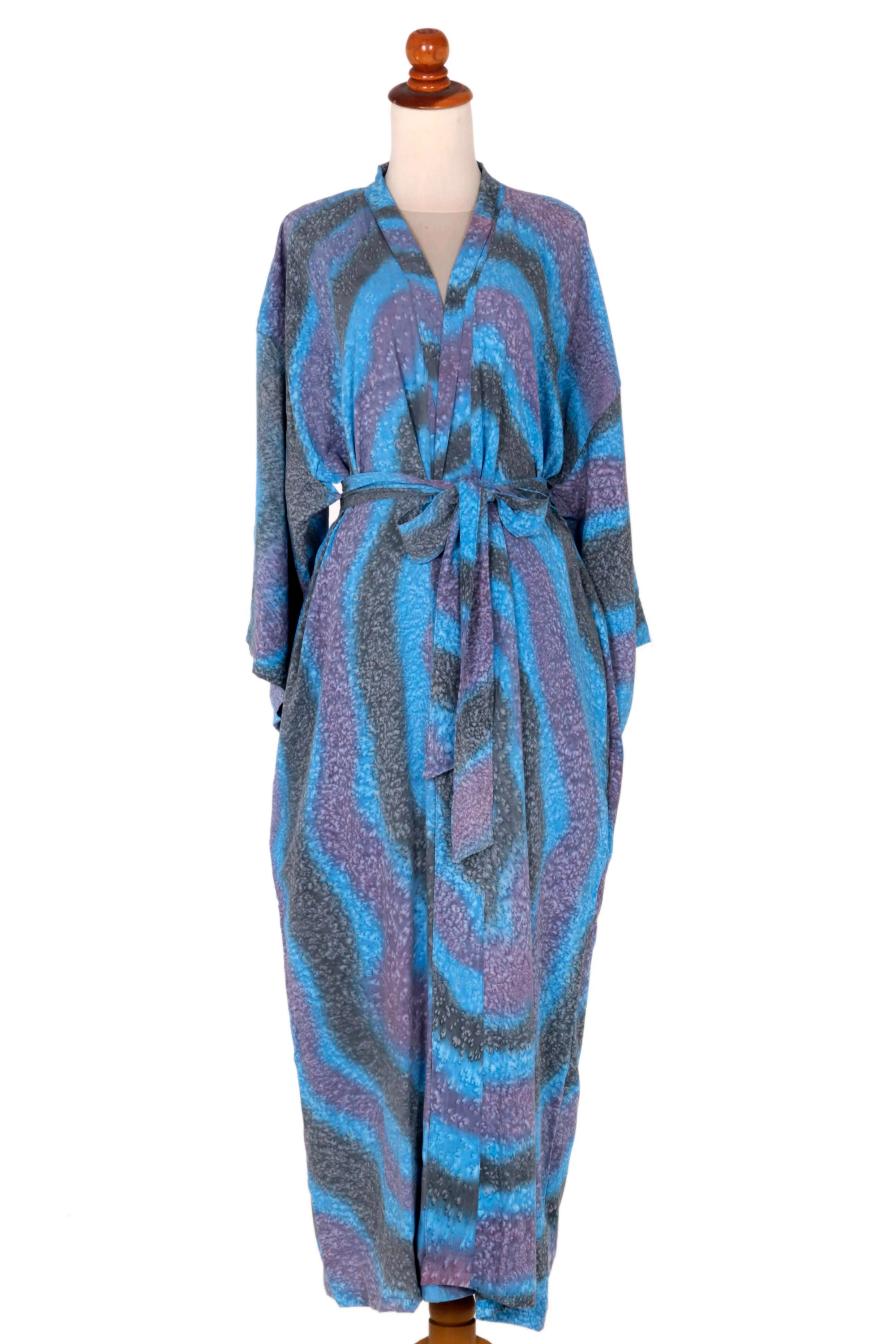 Ocean Reef Women's Blue 100% Rayon Robe from Indonesia - Image 5