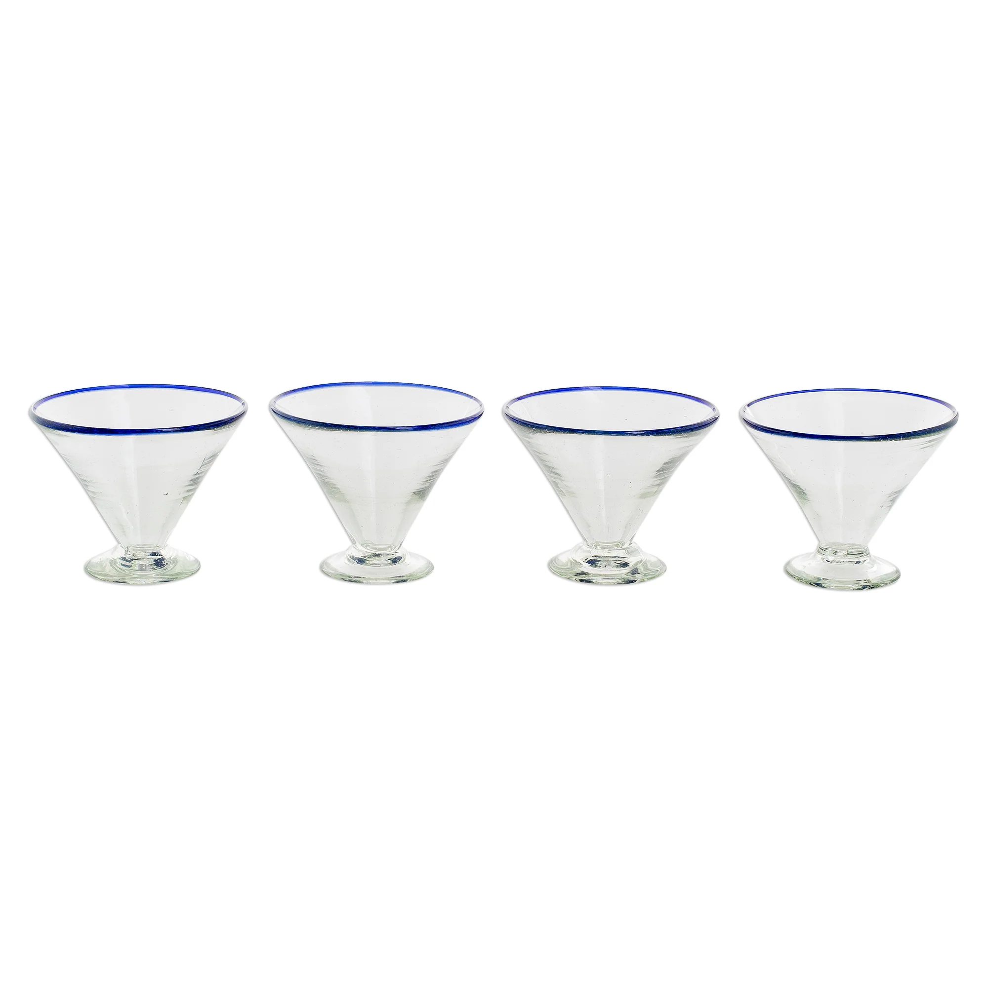 Ocean Rim Recycled Glass Martini Glasses from Guatemala (Set of 4) - Image 3