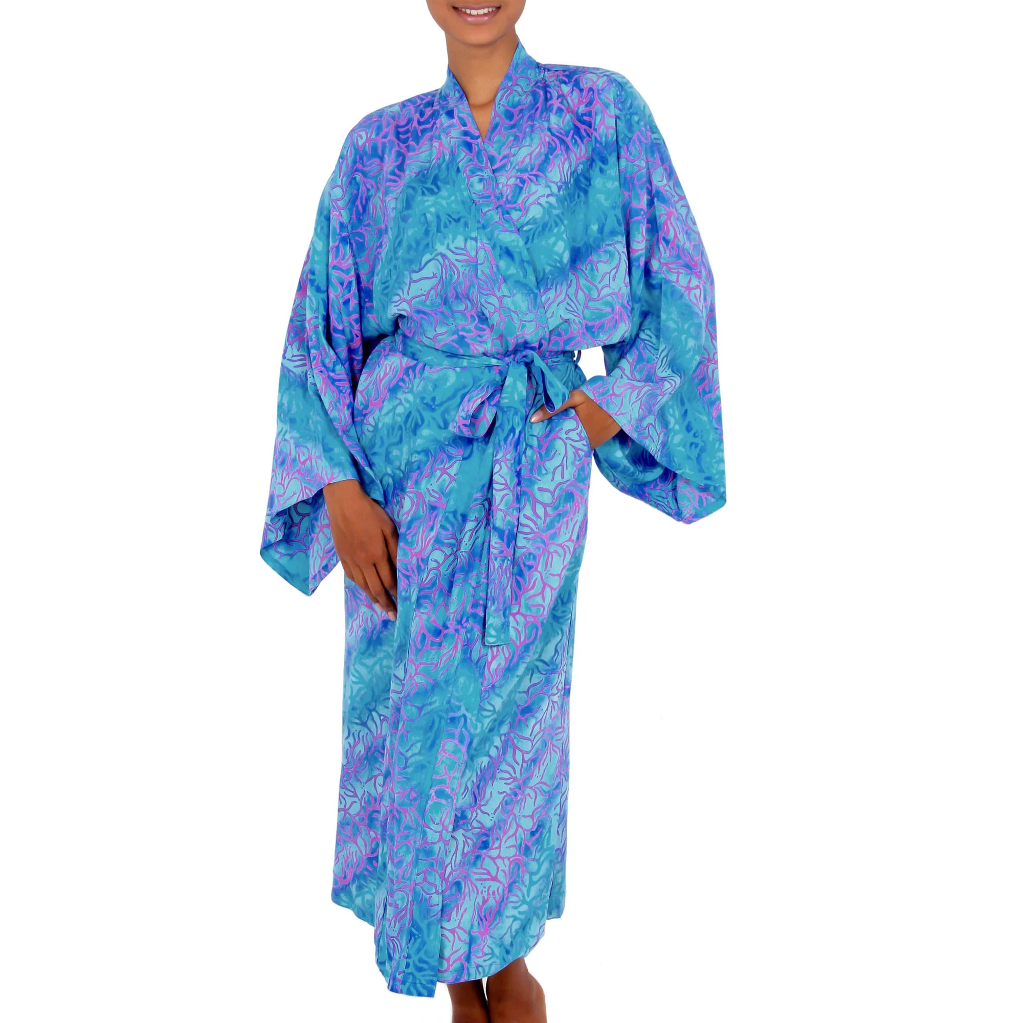 Ocean Symphony Batik Lightweight Robe - Image 2