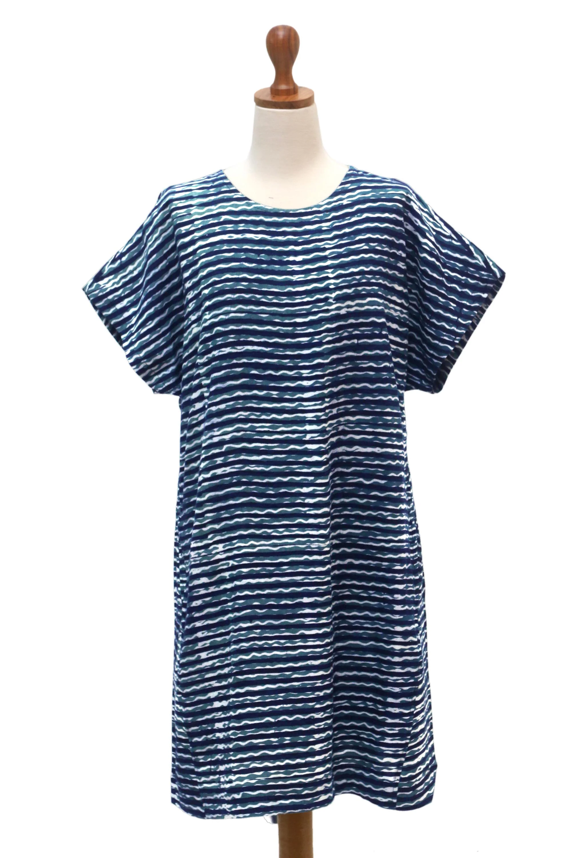 Ocean Wave Hand Made Rayon Batik Shift Dress - Image 2