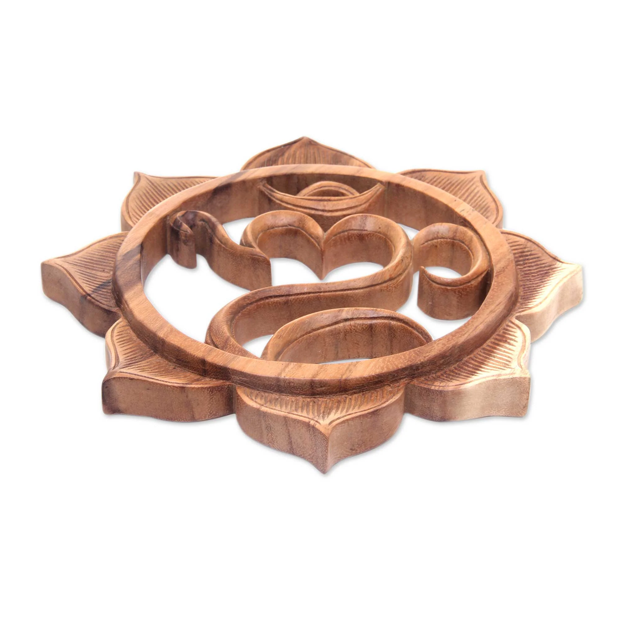 Omkara Wood Om & Lotus Flower Wall Art - Image 3