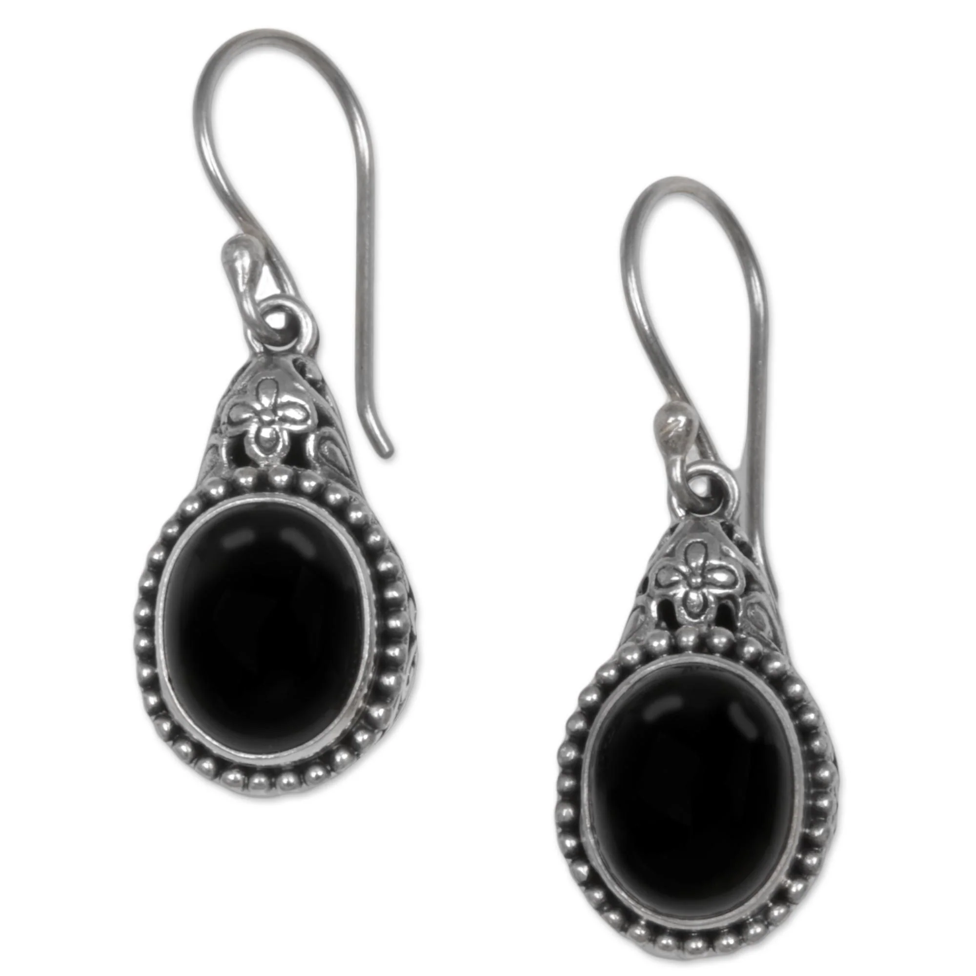 Onyx .925 Sterling Silver Dangle Earrings 'Deepest Night' - Image 2