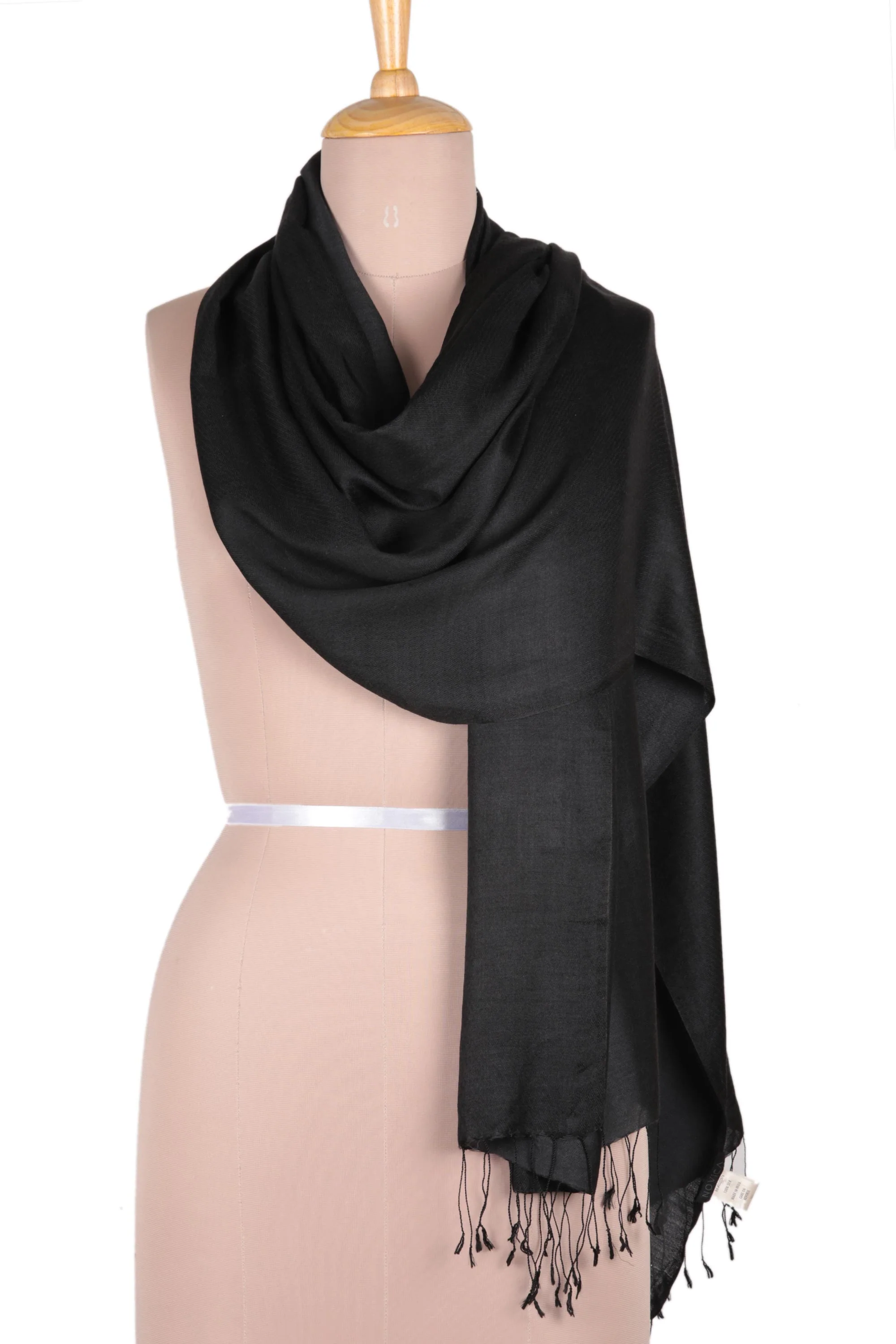 Onyx Nights Indian Silk Shawl Wrap - Image 2