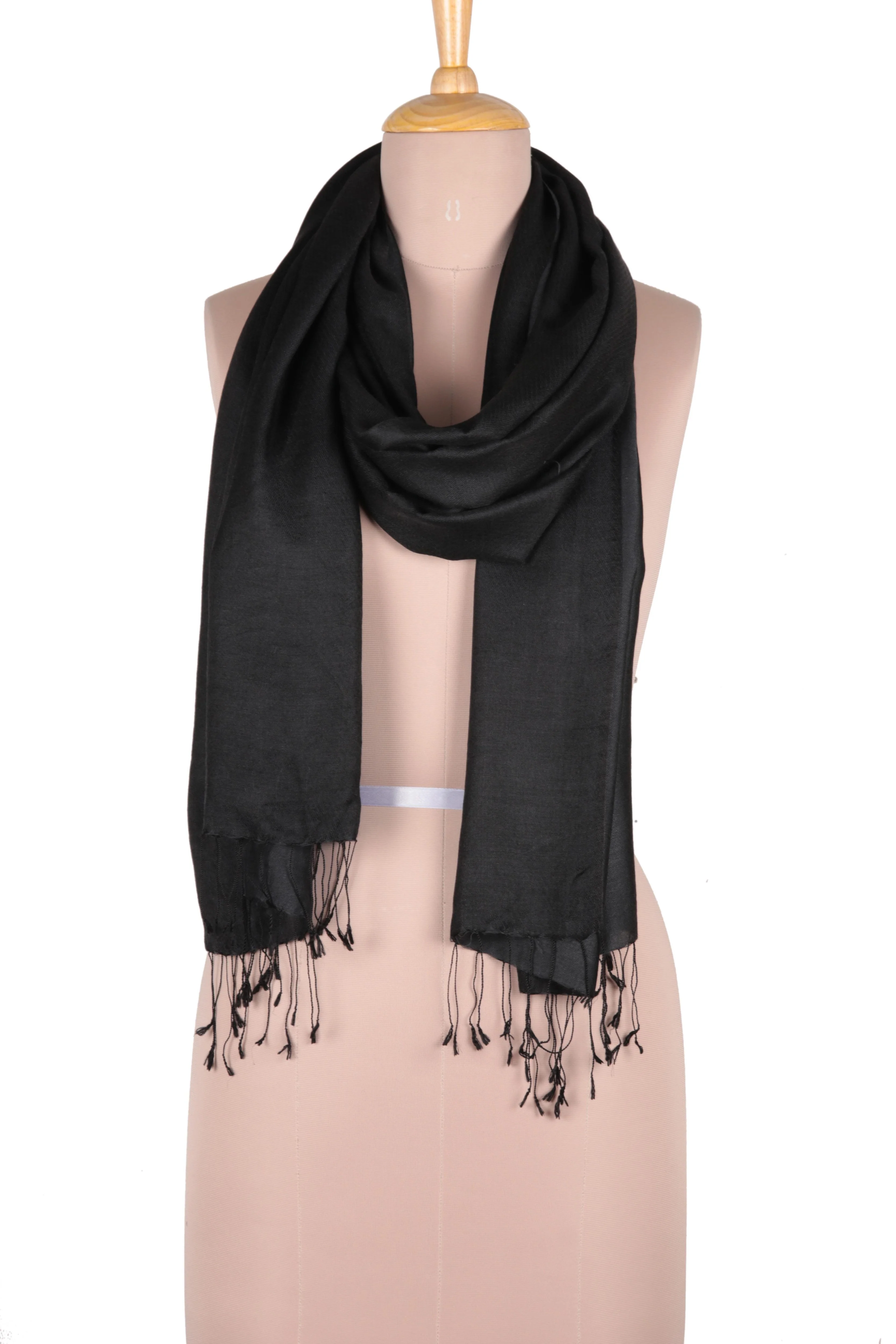Onyx Nights Indian Silk Shawl Wrap - Image 5