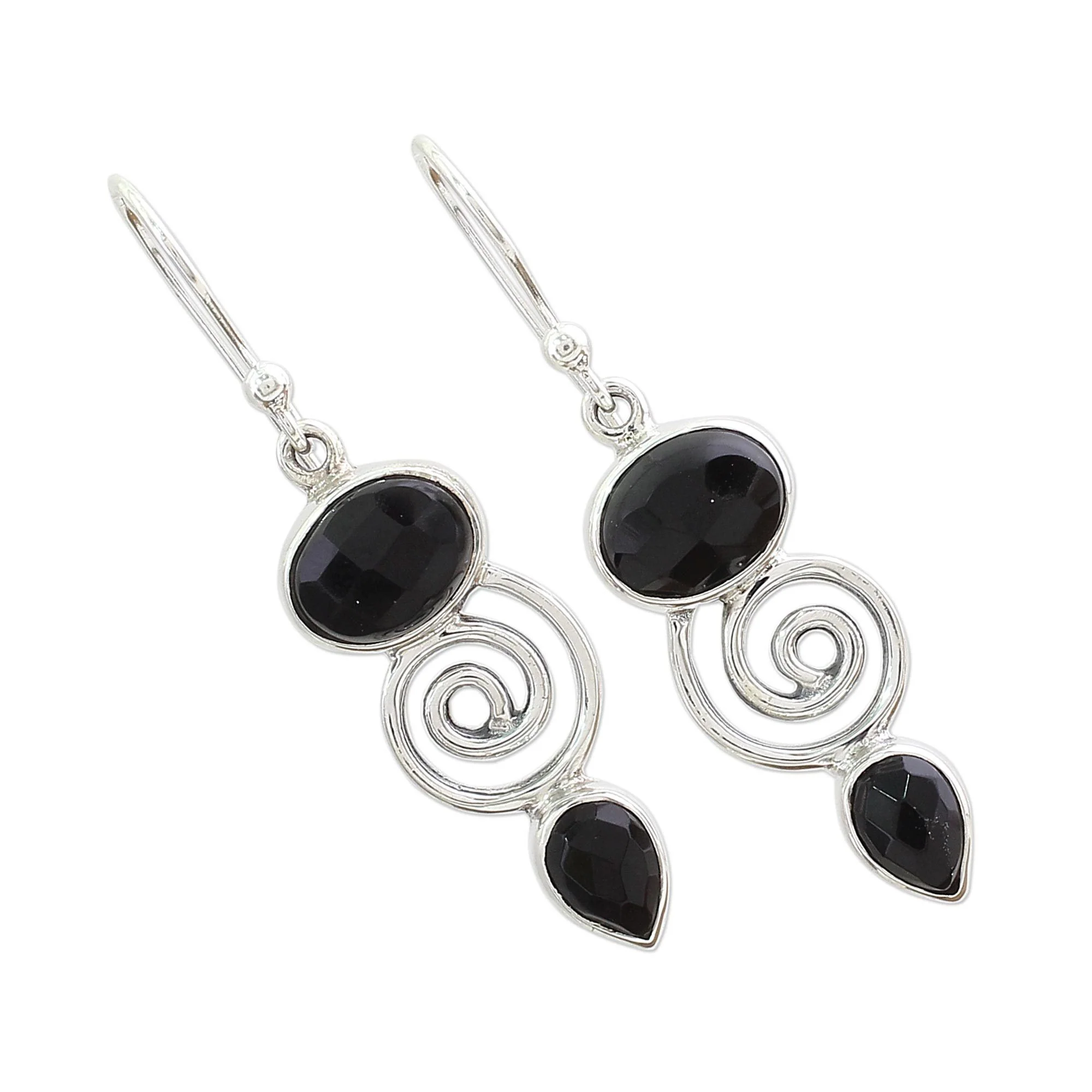 Onyx & Sterling Silver Dangle Earrings - Image 4