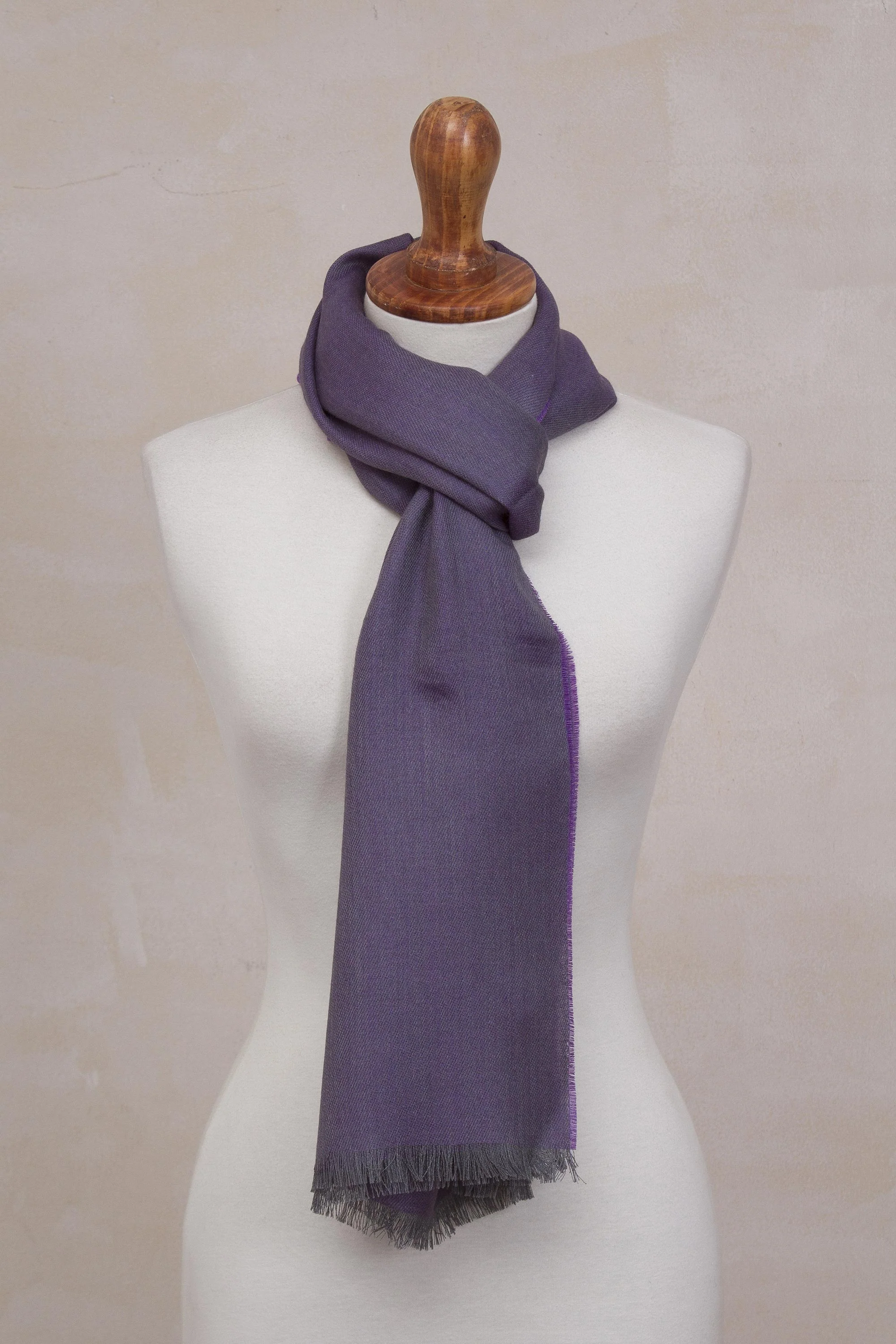 Options in Plum Alpaca and Silk Blend Scarf - Image 5