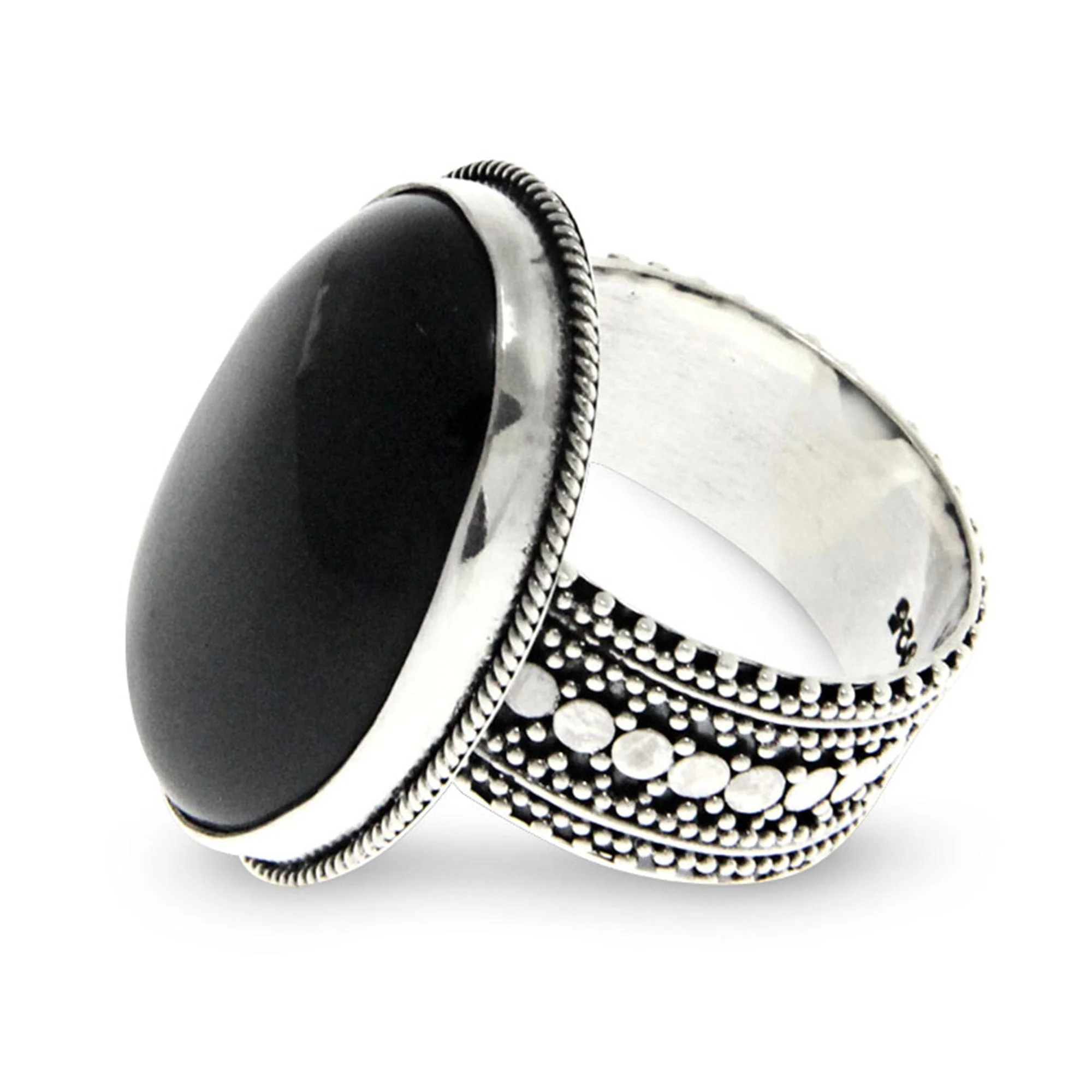 Oracle Sterling Silver & Onyx Cocktail Ring - Image 2