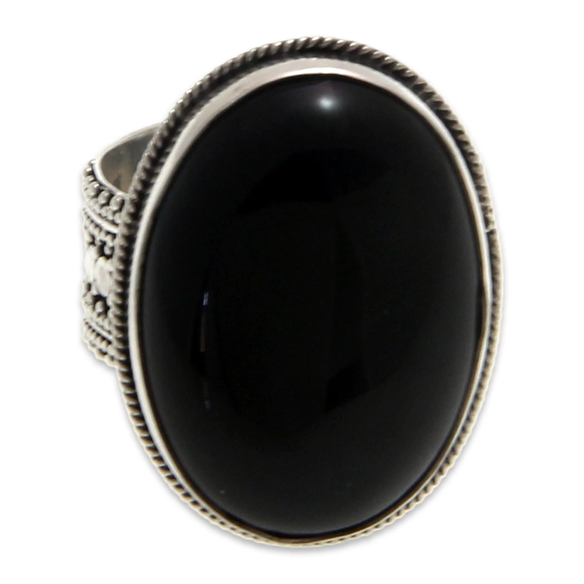 Oracle Sterling Silver & Onyx Cocktail Ring - Image 3