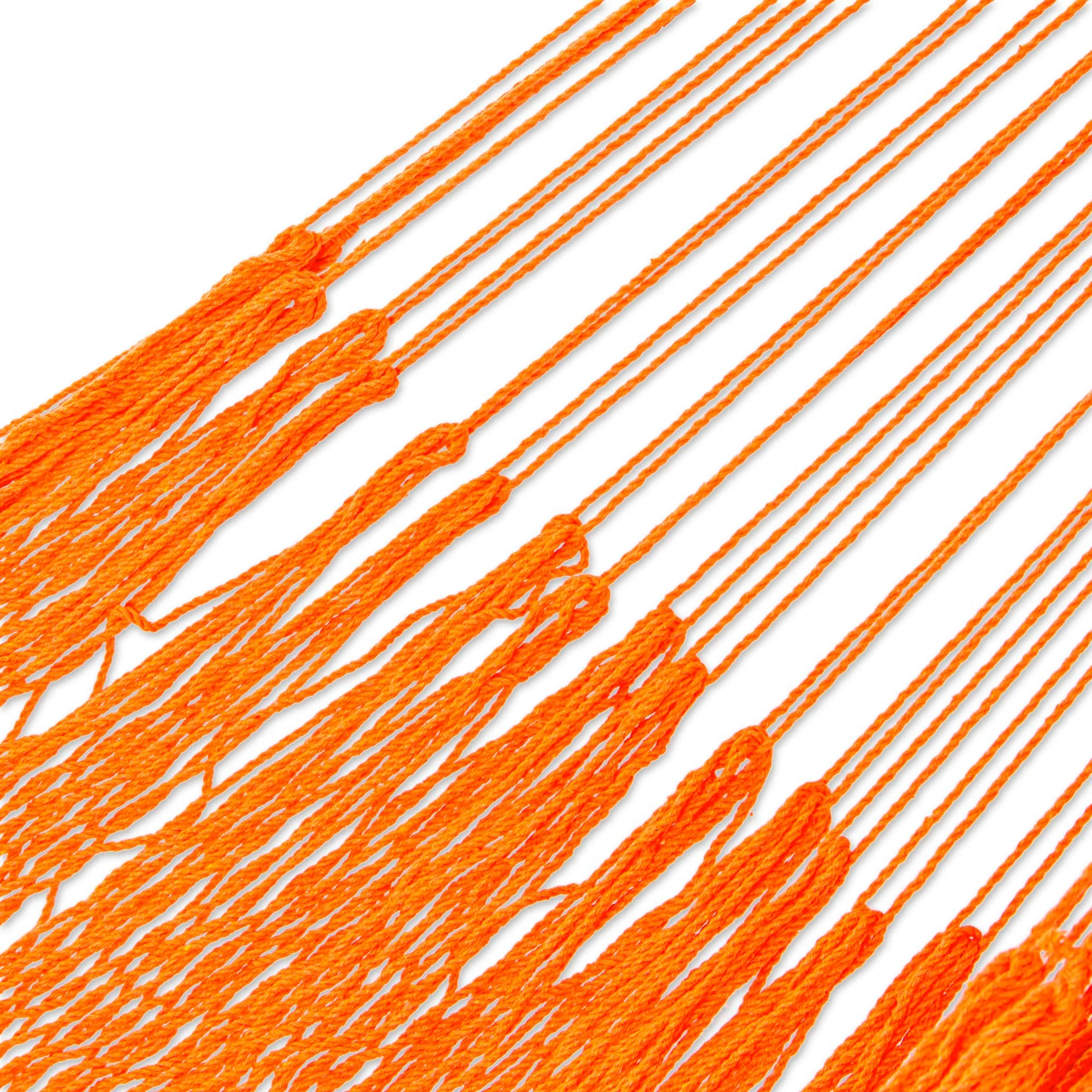 Orange Cascade Orange Fringed Cotton Rope Hammock (Triple) from Mexico - Image 5