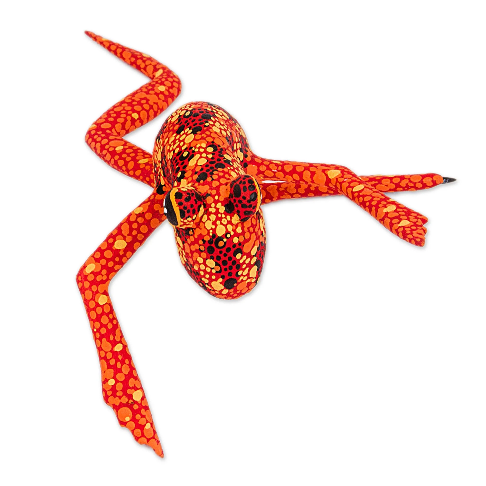 Orange Oaxaca Frog Red Orange Alebrije Style Frog Sculpture Crafted by Hand - Image 4
