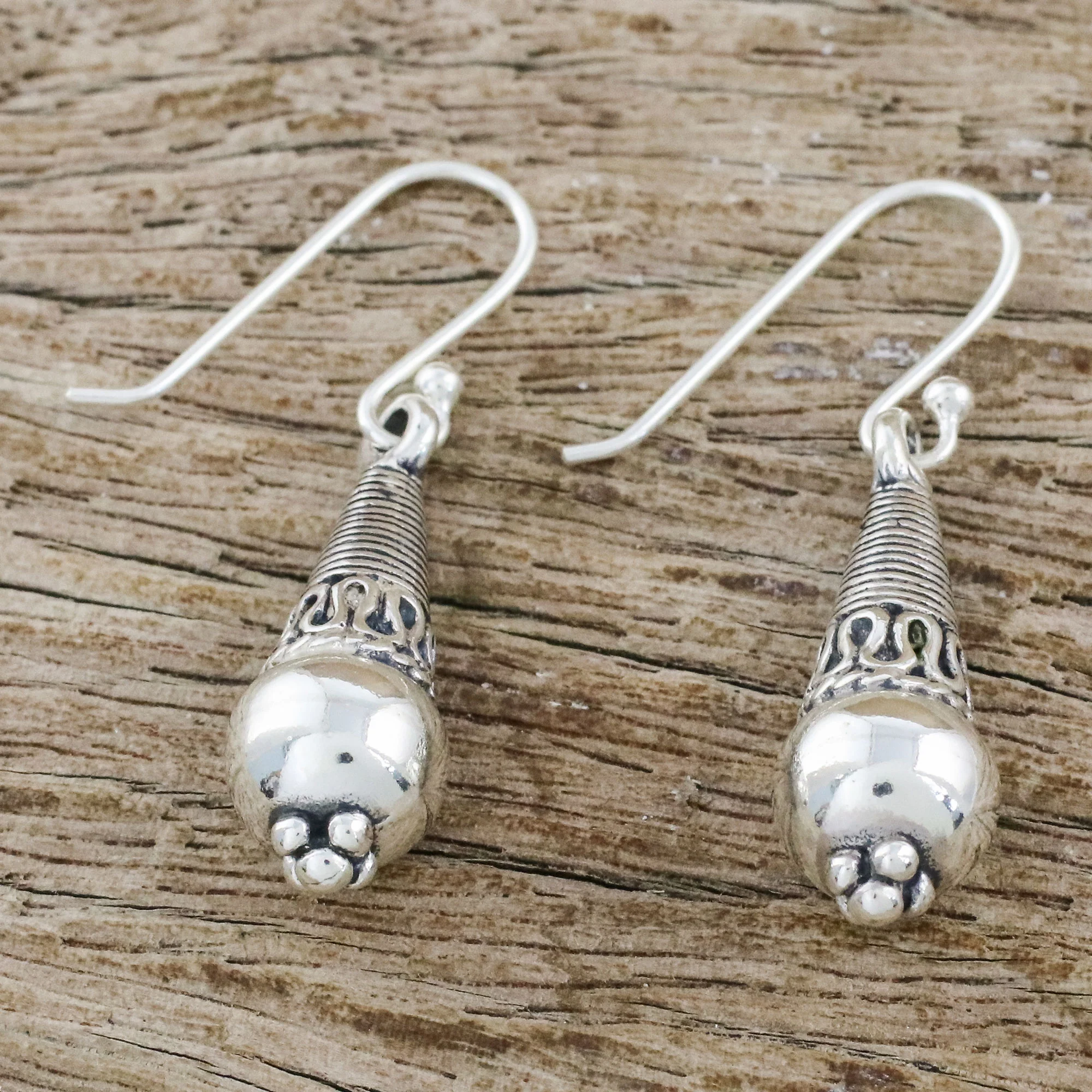 Orbs of Opulence Sterling Silver Dangle Earrings from Thailand - Image 3