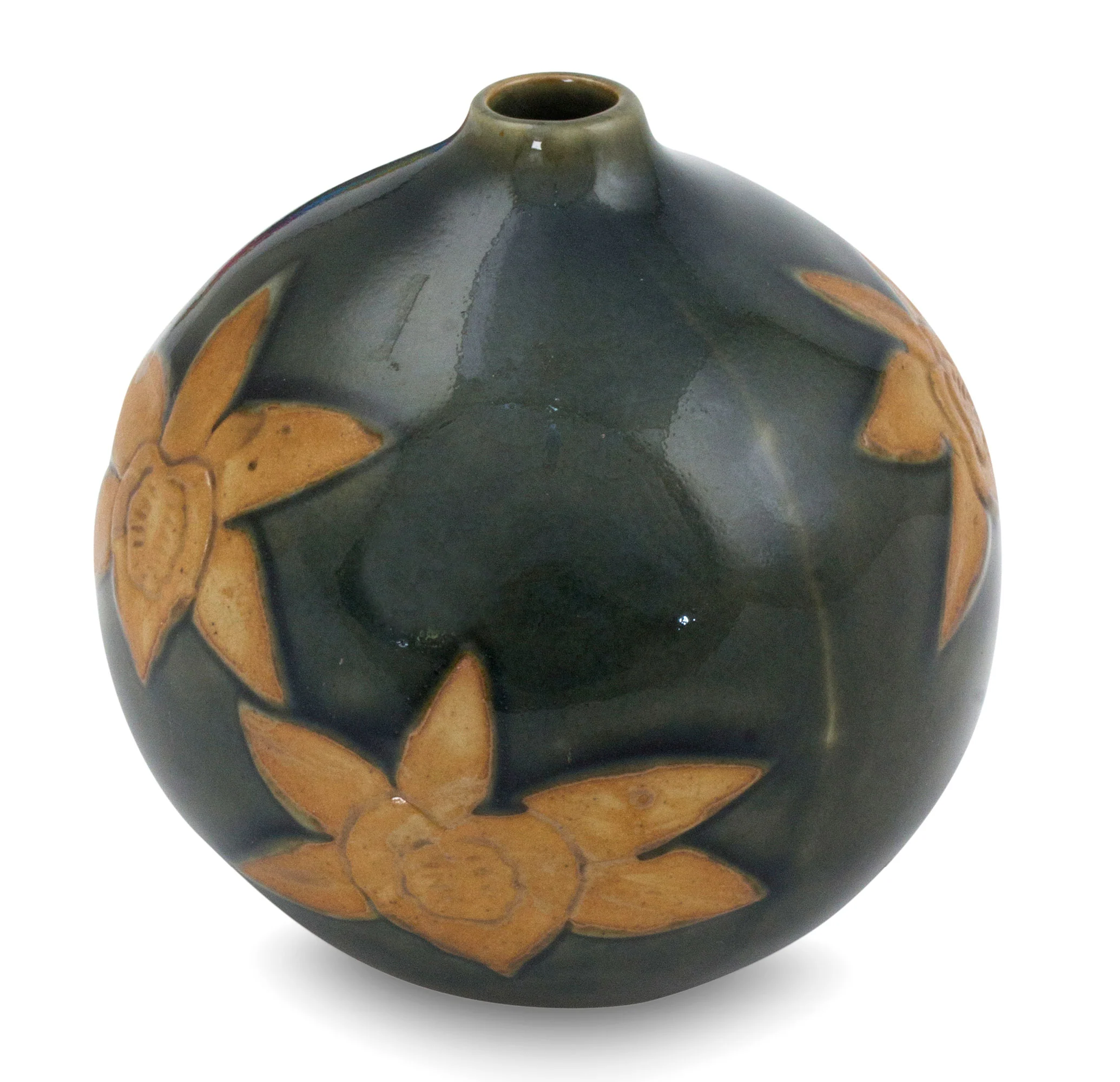 Orchid Splendor Artisan Crafted Watertight Ceramic Vase from Thailand - Image 3