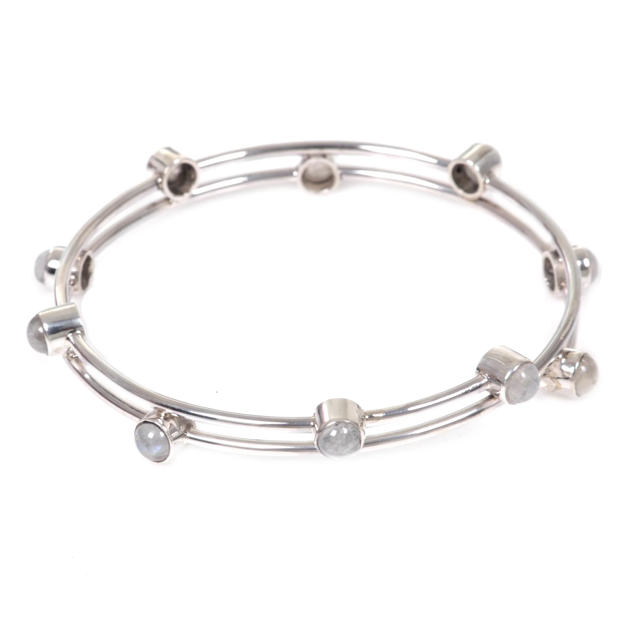 Orchid Twist in White Sterling Silver Rainbow Moonstone Bracelet Indonesia - Image 5