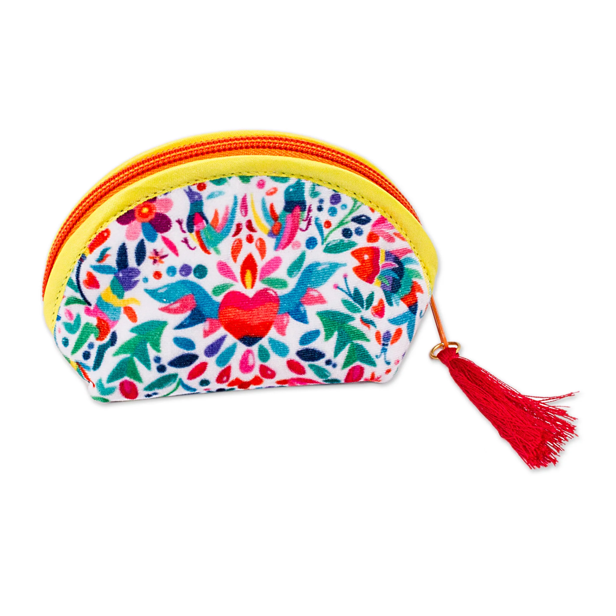 Otomi-Inspired Printed White Cosmetic Bag - Image 3
