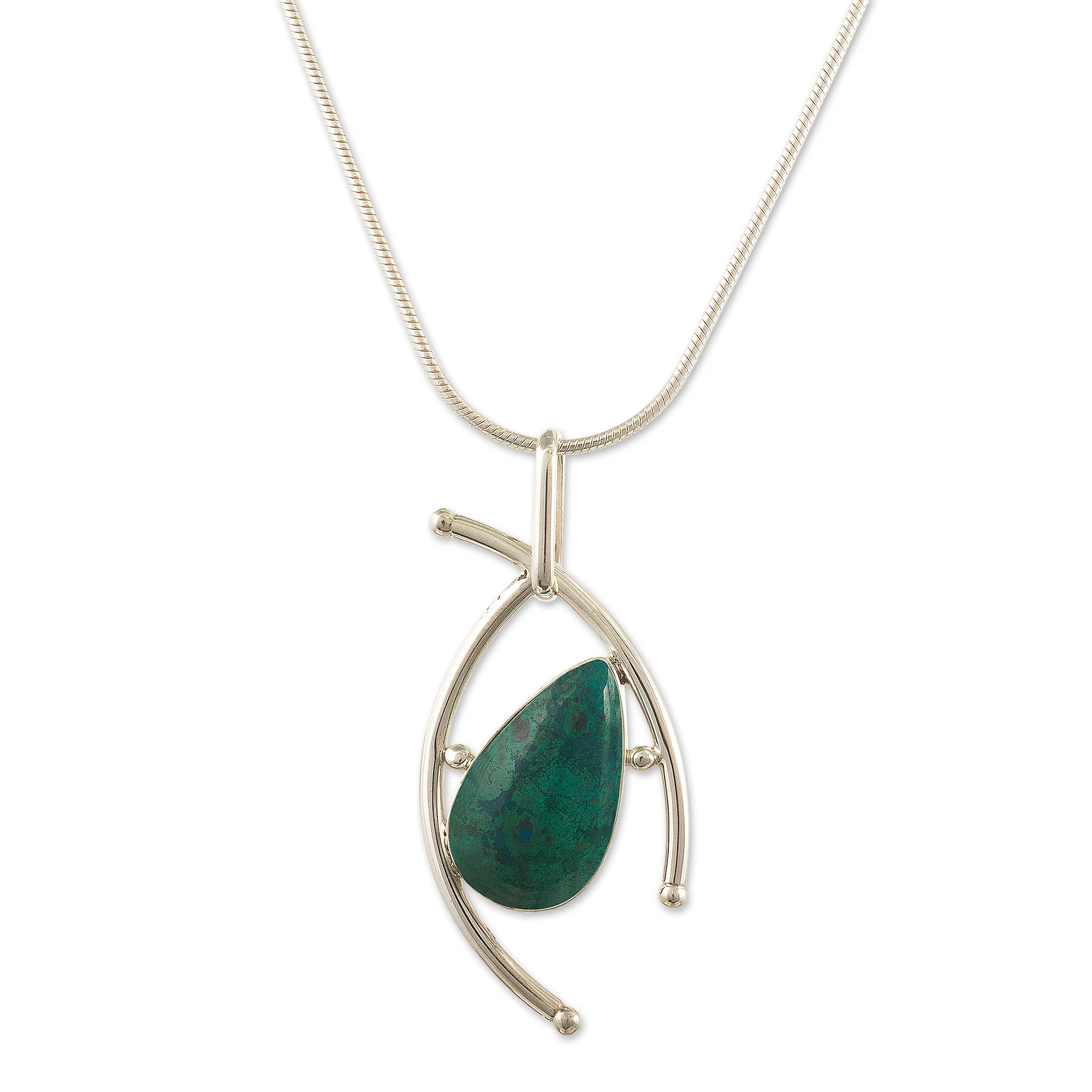 Outlook Handmade Chrysocolla Pendant Necklace - Image 2