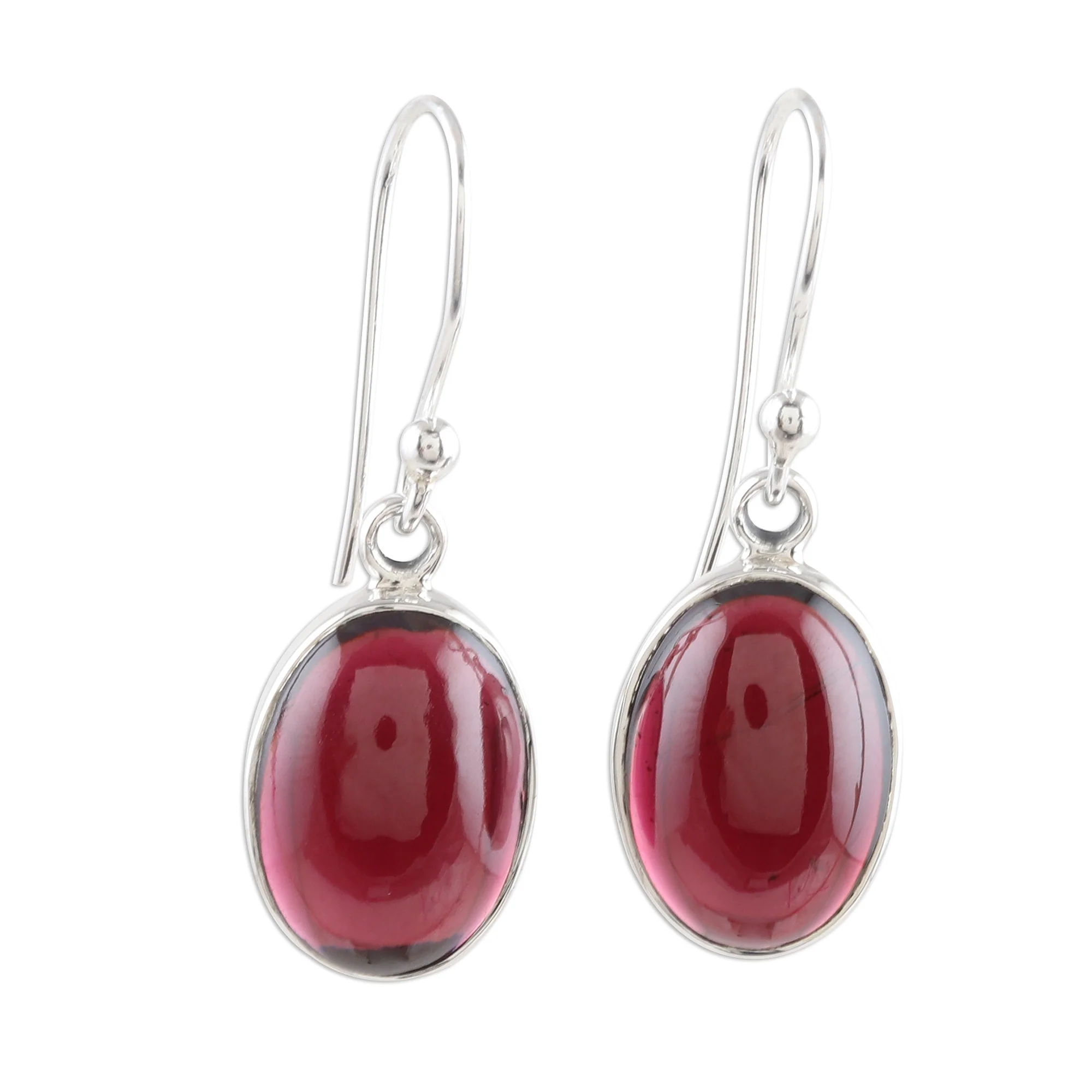 Oval Embers Garnet Cabochon Dangle Earrings - Image 2