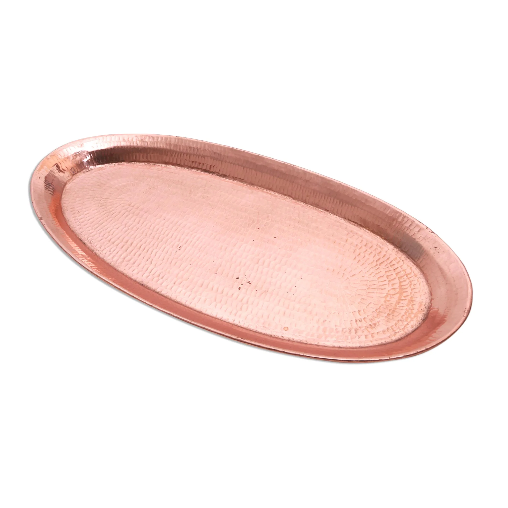 Oval Entertainment Hammered Oval Copper Tray Crafted in Bali - Image 2