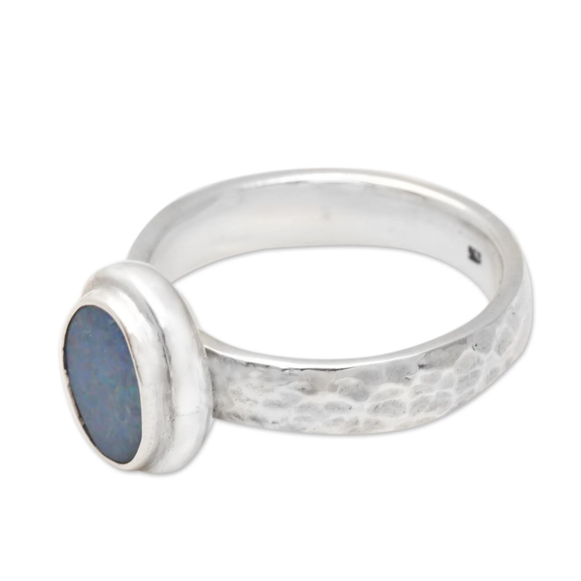 Oval Pool Oval Blue Opal Cocktail Ring Crafted in Bali - Image 4