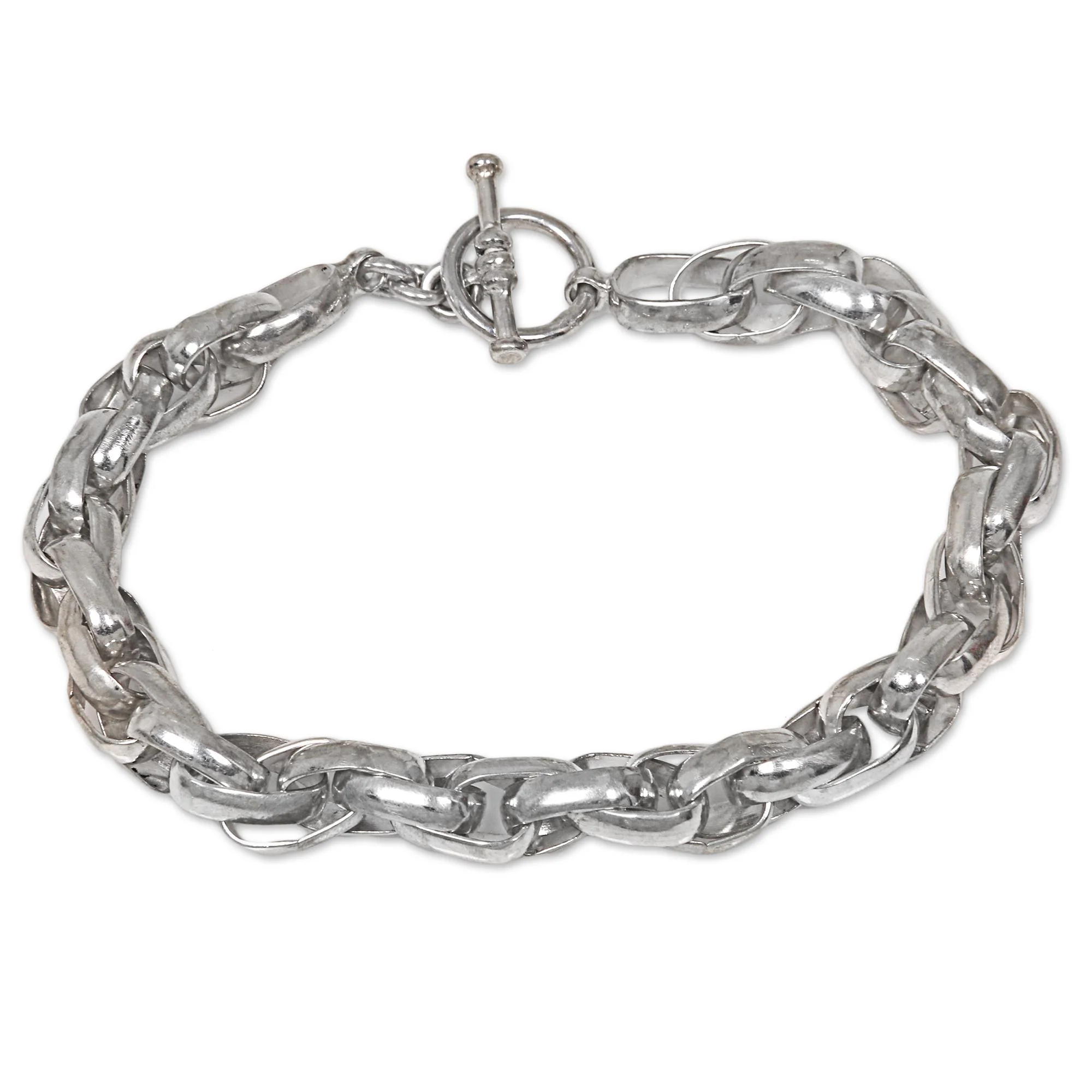 Overdrive Hand Crafted Men's Sterling Silver Chain Bracelet from Bali - Image 2