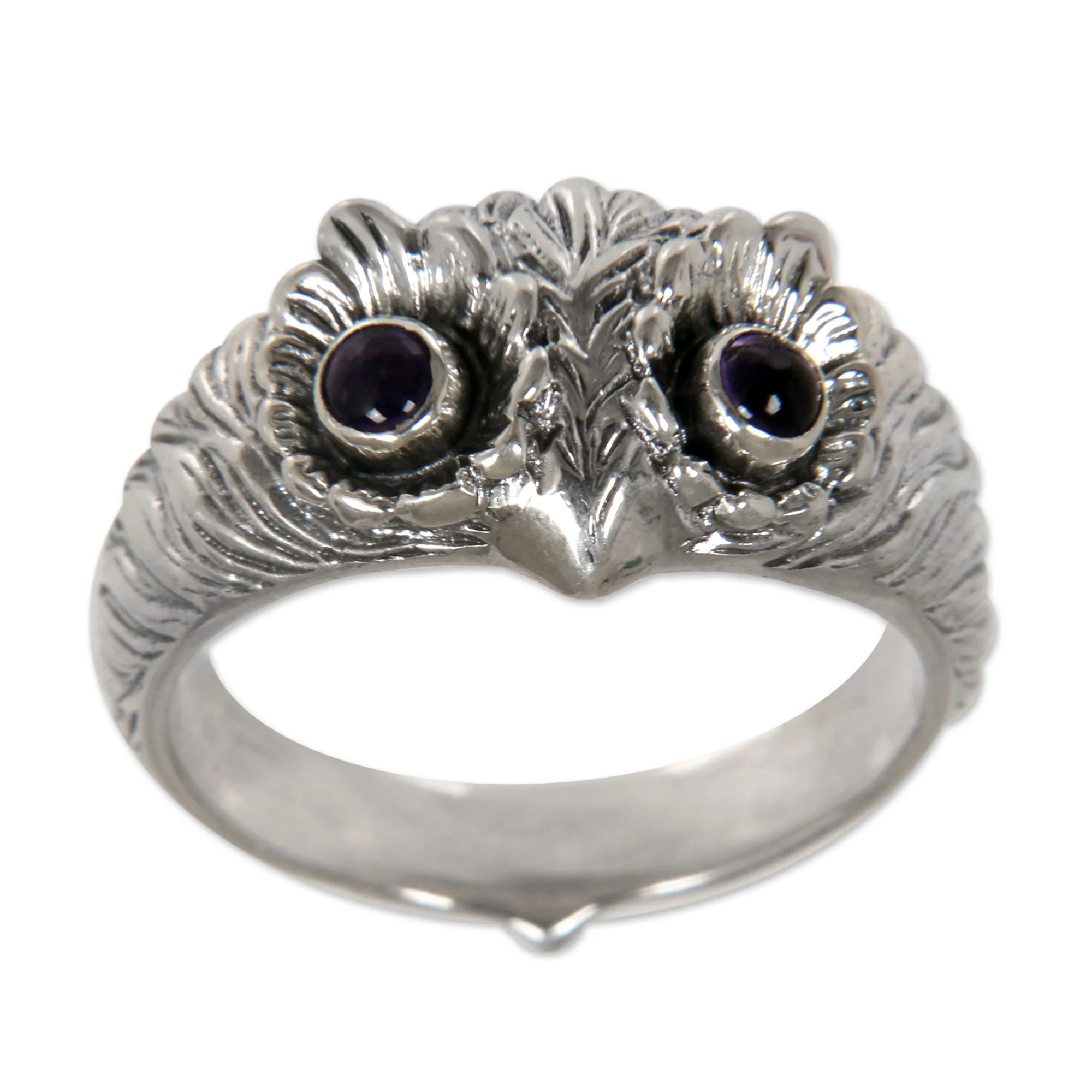 Owl Wisdom Amethyst & Silver Ring - Image 2