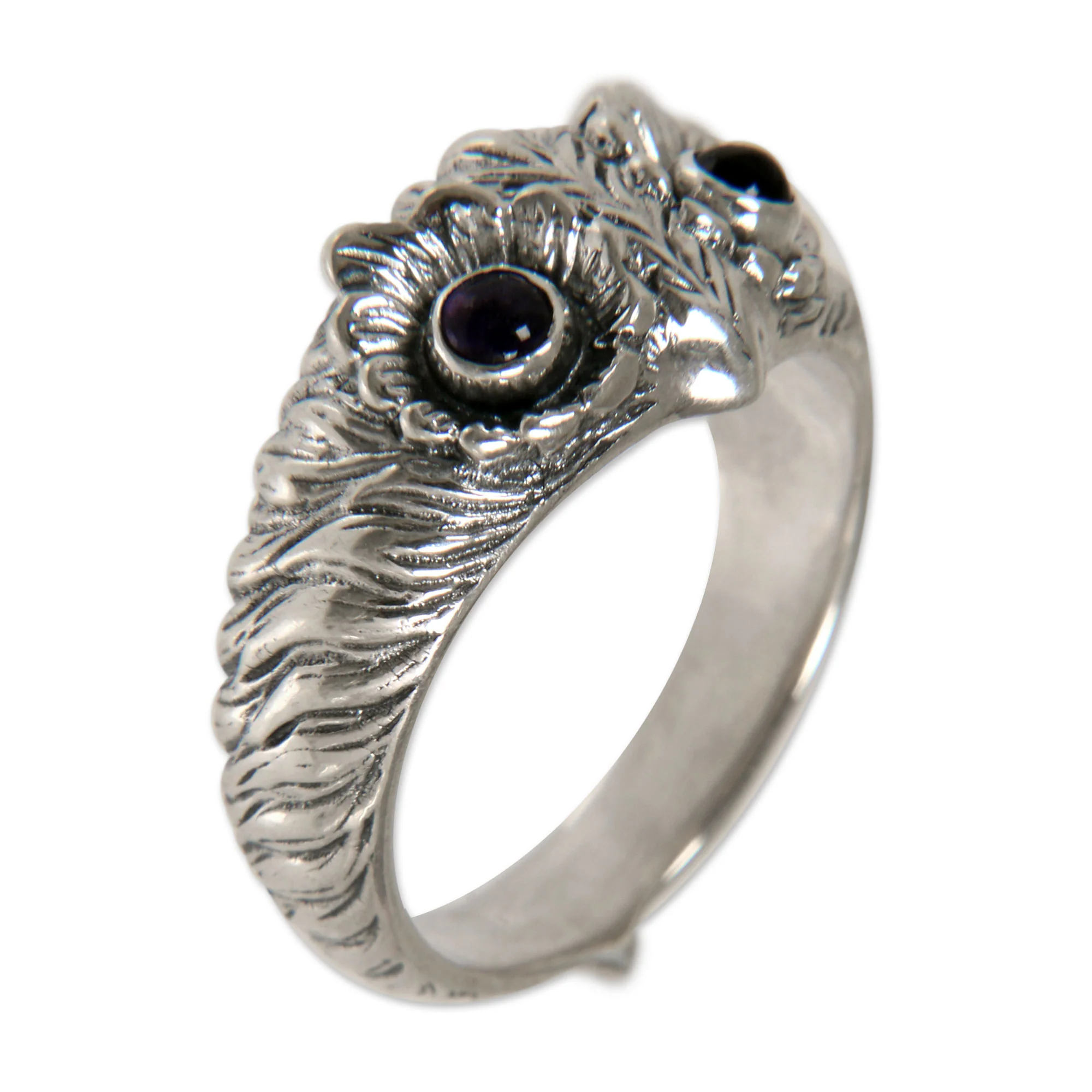 Owl Wisdom Amethyst & Silver Ring - Image 4
