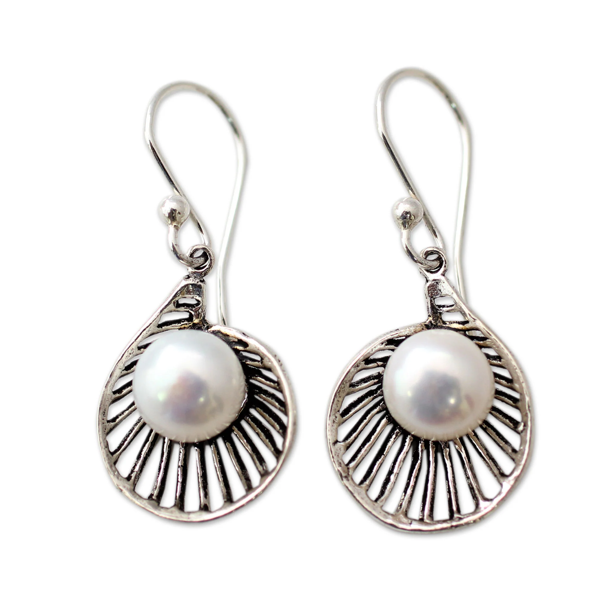 Oyster Treasure Artisan Crafted Pearl and Sterling Silver Earrings - Image 2