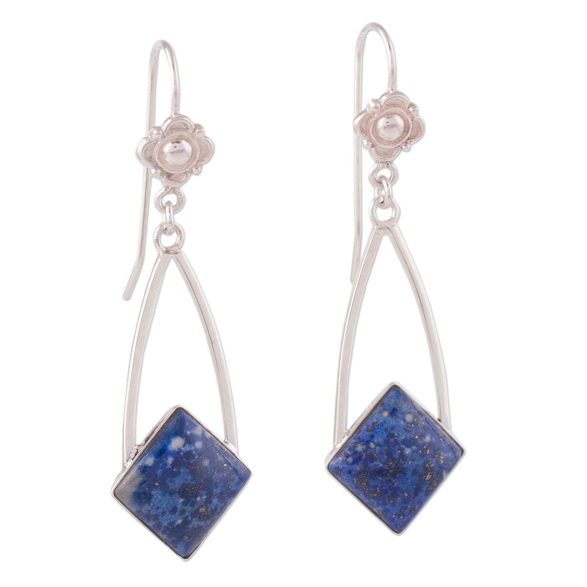 Pacific Diamond Modern Artisan Crafted Lapis Lazuli and Silver 925 Earrings - Image 4