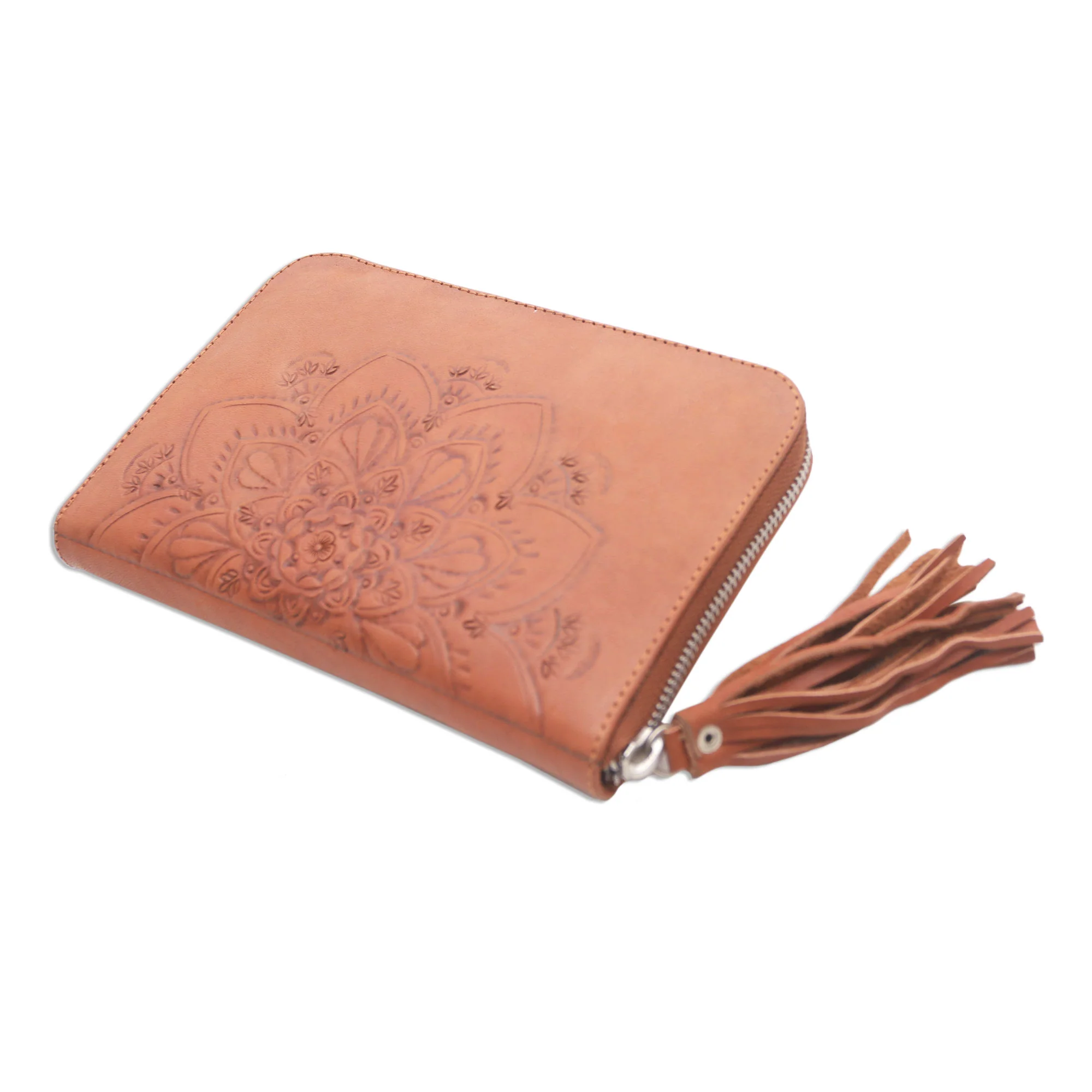 Padma Bloom Lotus Pattern Leather Clutch Crafted in Bali - Image 3