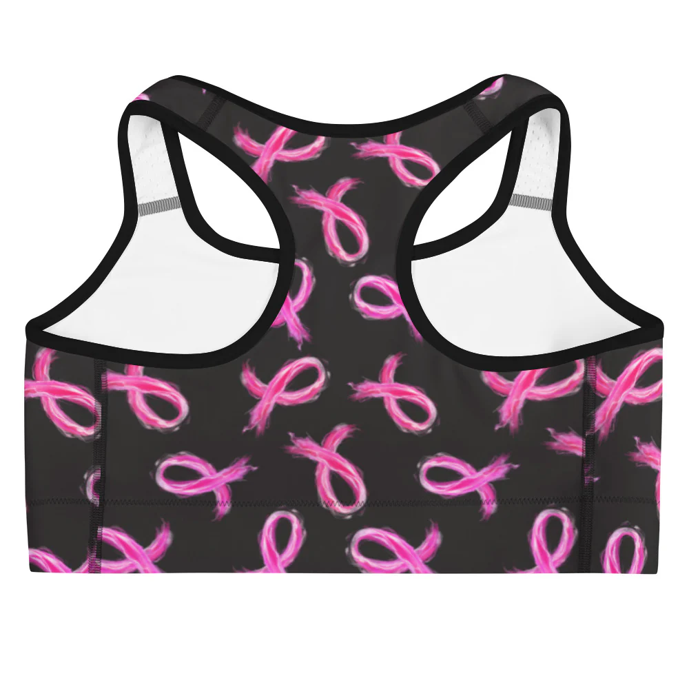 Painted Pink Ribbon All Over Print Sports Bra - Image 3