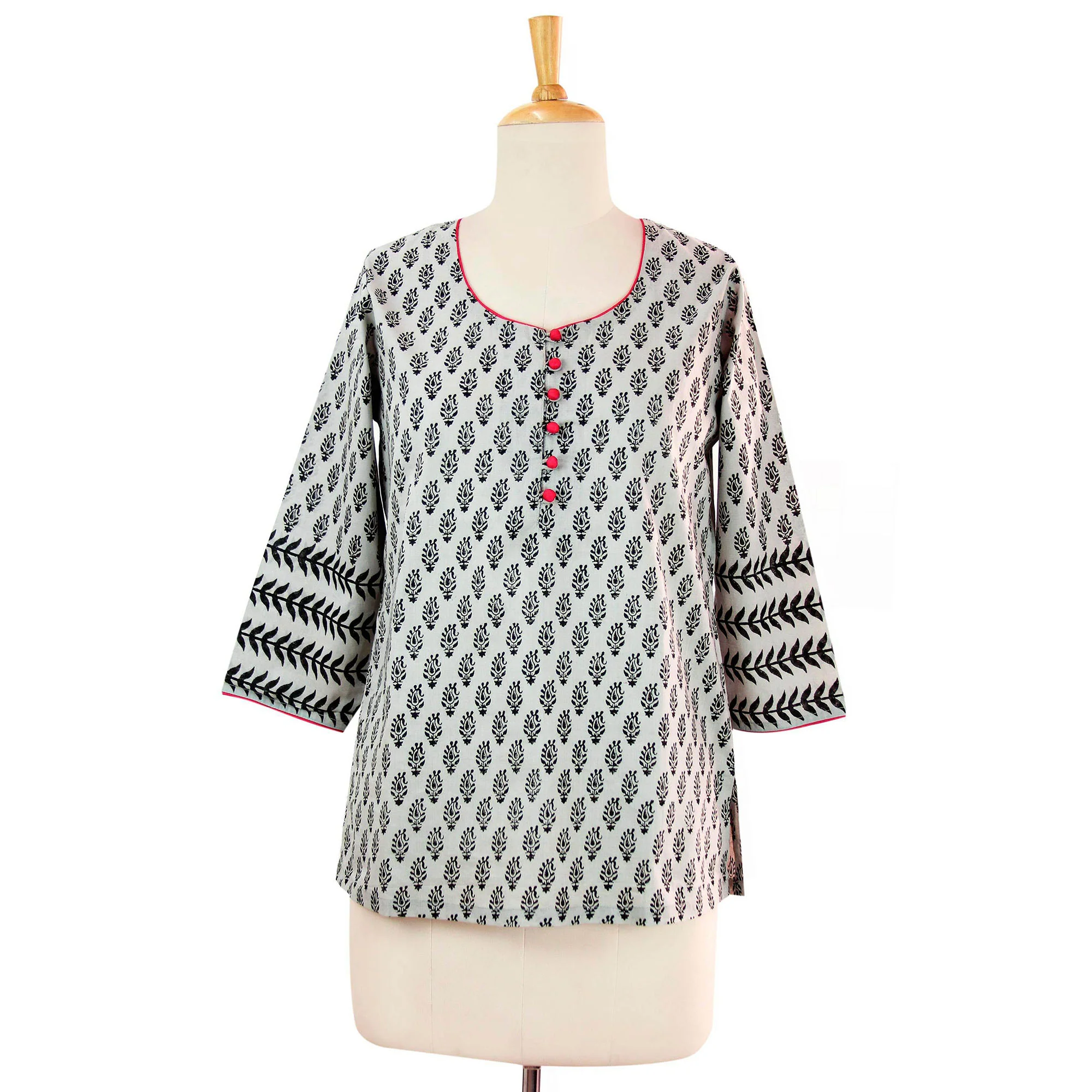 Paisley Dance Black & Gray Cotton Tunic - Image 5